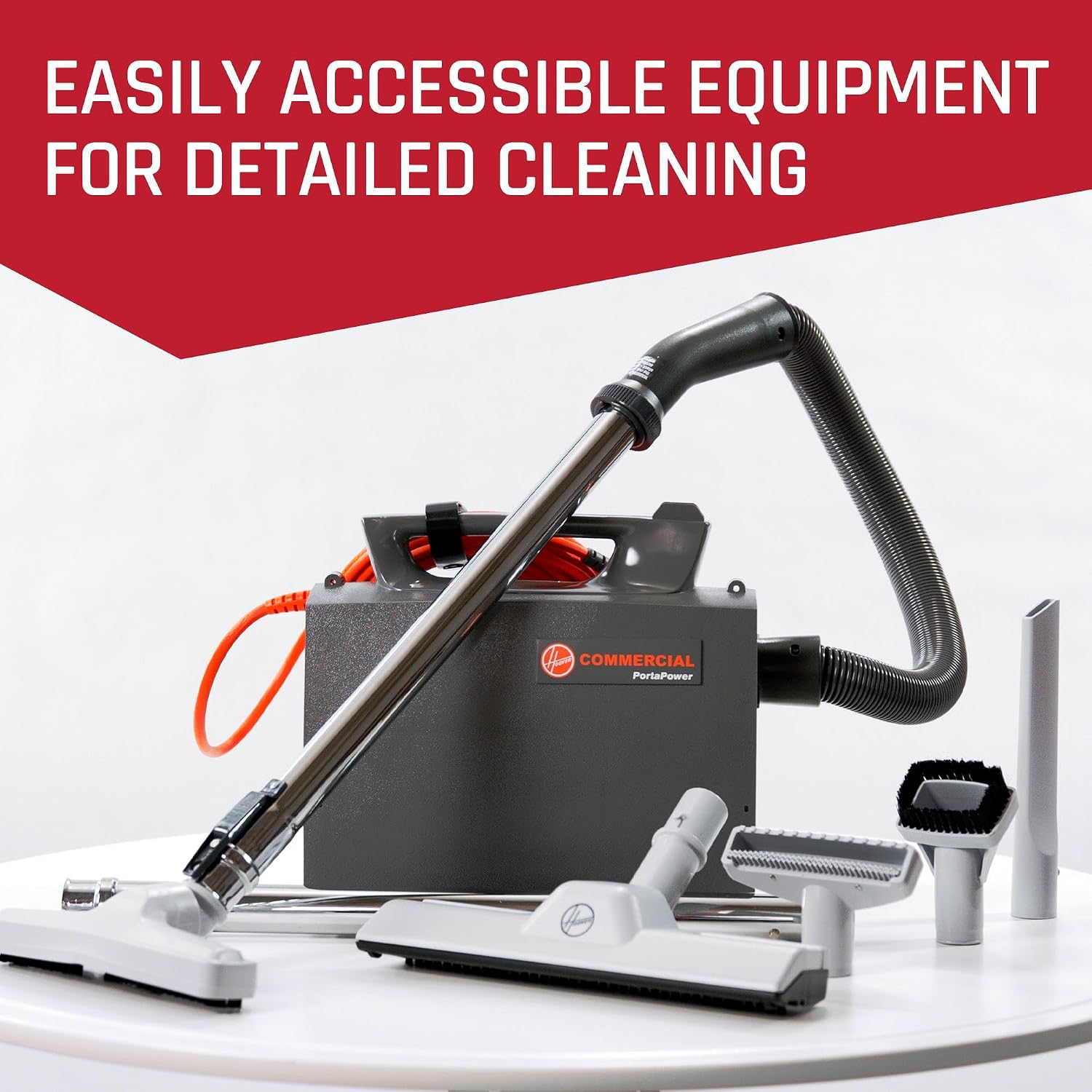 Hoover Commercial PortaPower Lightweight Canister Vacuum Cleaner | Bagged Canister Vac with Attachments, 2-in-1 Vac and Blower