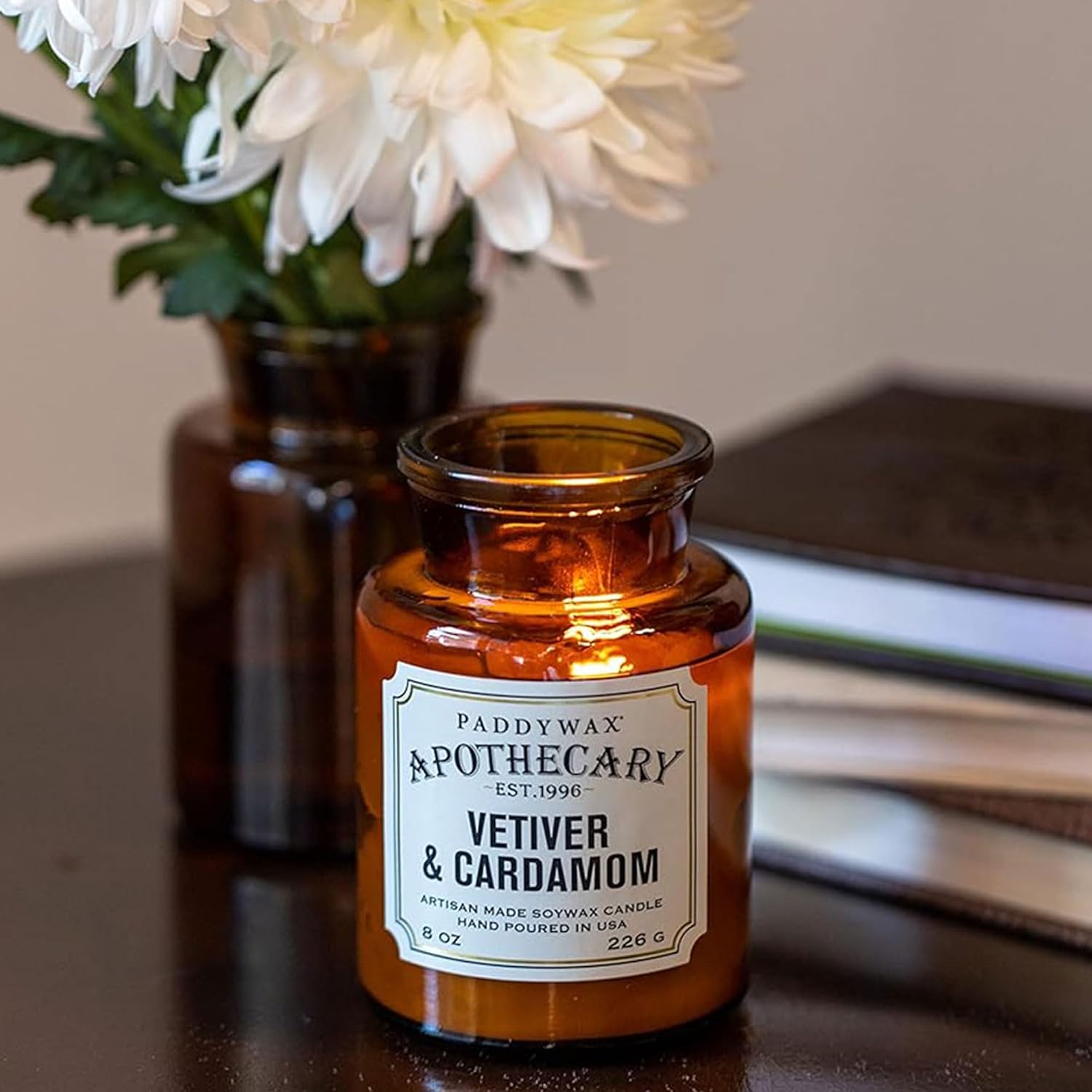 Paddywax Artisan Apothecary Scented Candle, Tobacco & Patchouli, 8 oz | With Lid, Reusable Glass Jar, Clean Burning Soy Candle, Approx. 54 Hour Burn Time