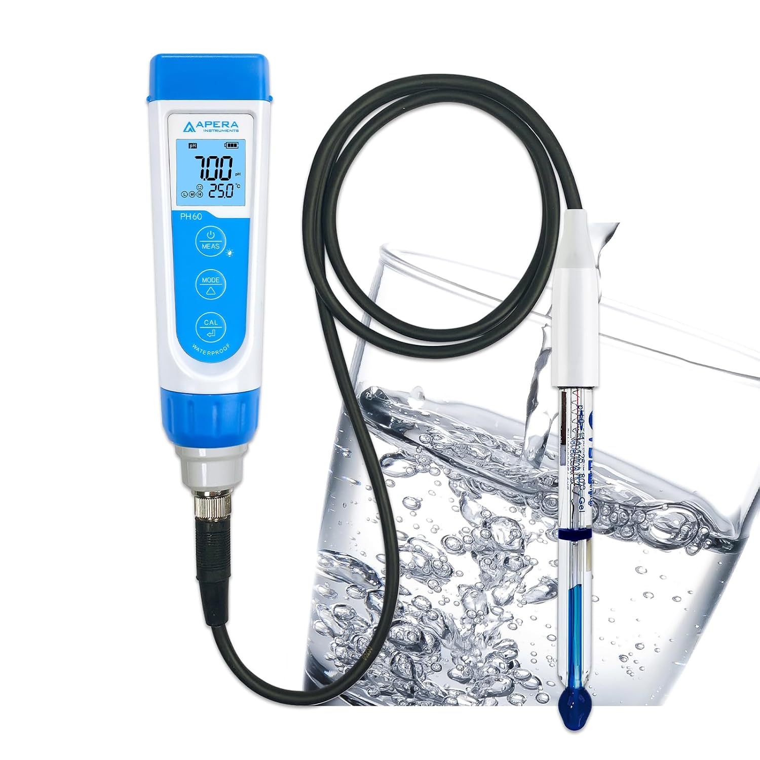 Apera Instruments AI311 Premium Series PH60 Waterproof pH Pocket Tester Kit, Replaceable Probe, ±0.01 pH Accuracy, Lcd display