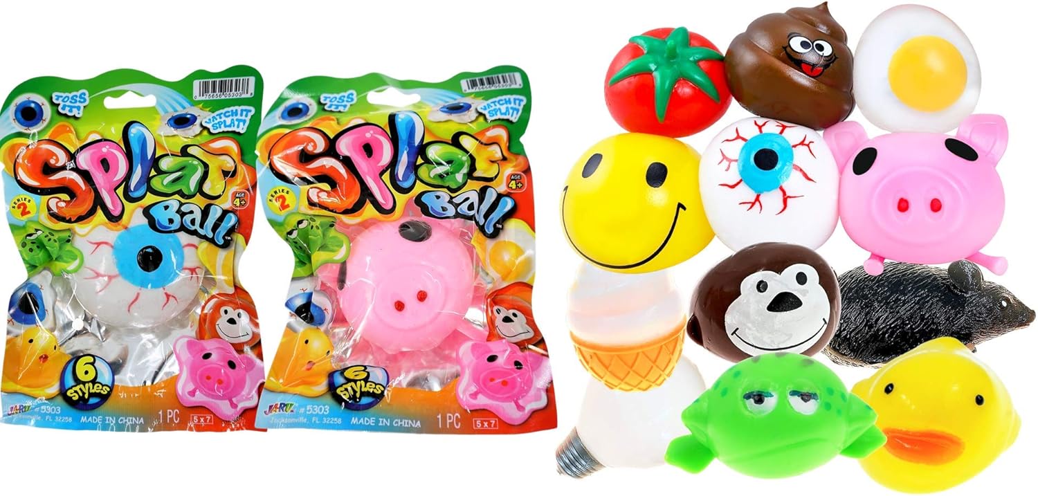 JA-RU Squishy Splat Ball (2 Toys Assorted) Squishy Dumplings 5303-2p