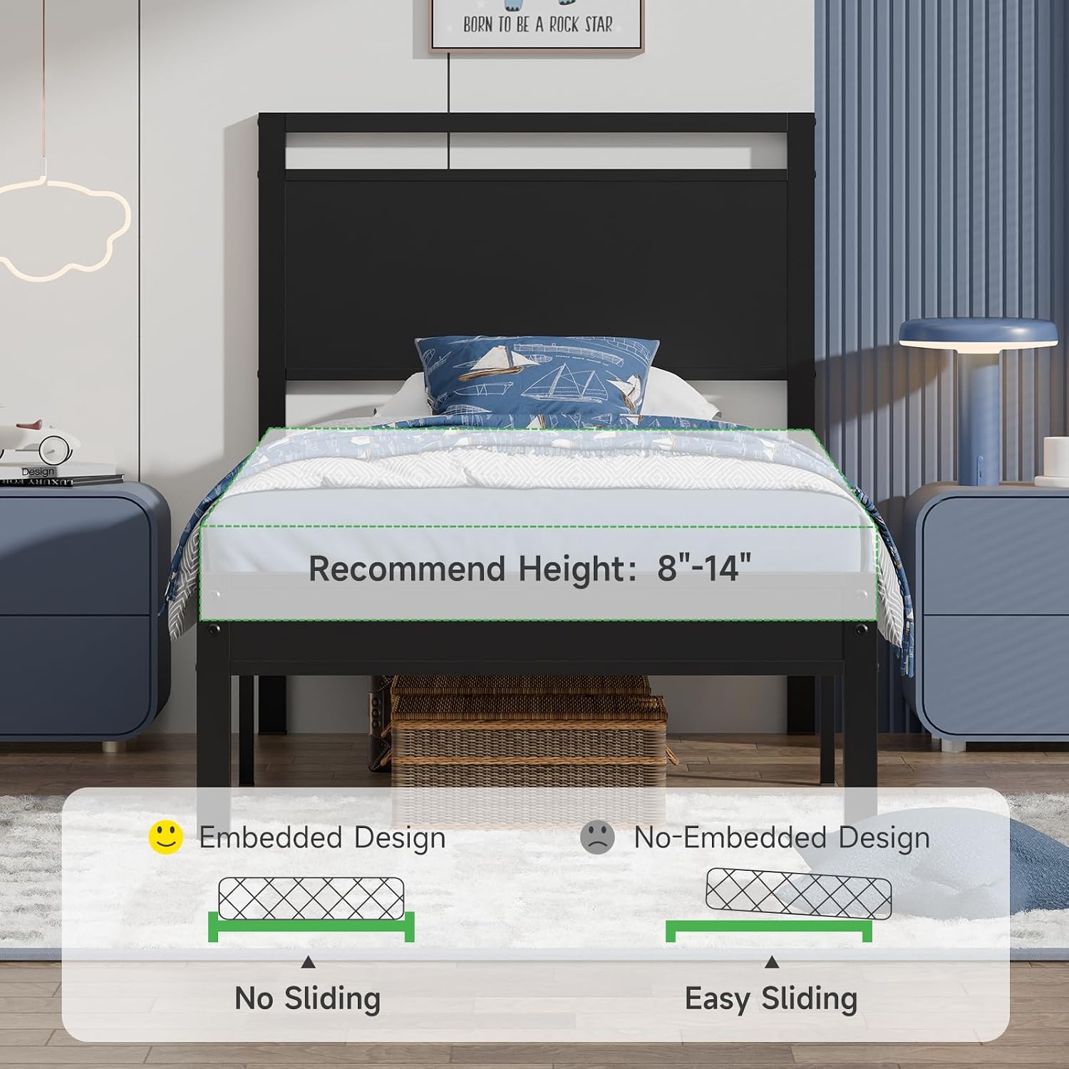 Z-hom Easy Assembly Queen Bed Frame & Headboard Footboard,Underbed Storage | Sturdy Metal Structure,Silent Anti-Slip Support,Under Bed Storage Space,No Box Spring Needed,Modern Bedroom Furniture