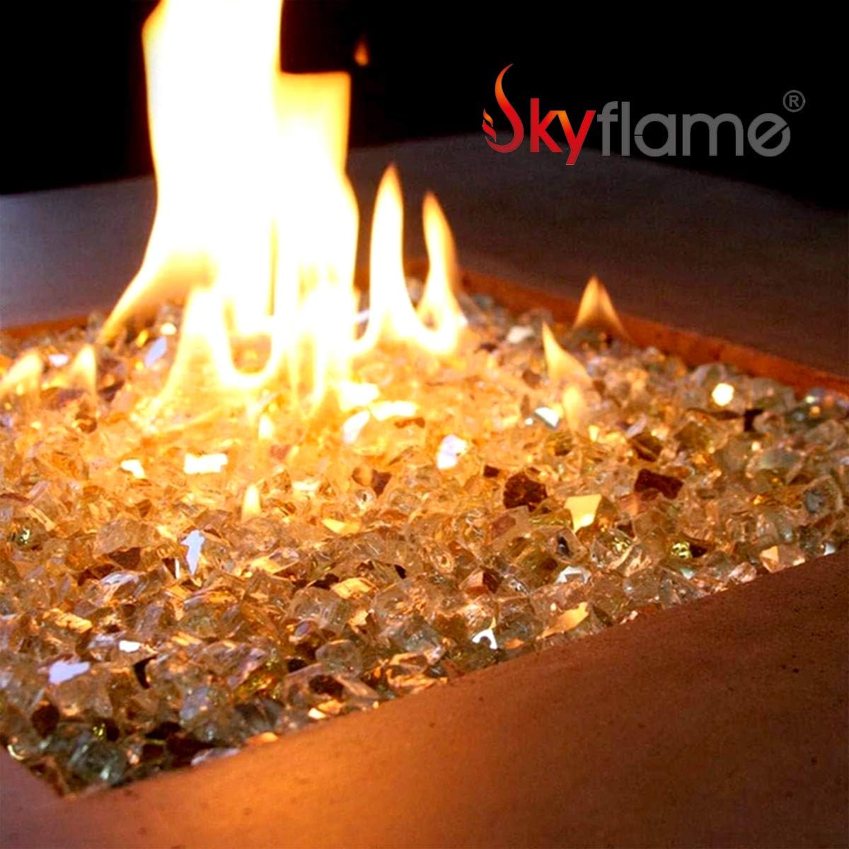 Skyflame Aqua Blue Fire Pit Glass for Propane Gas Fireplace, 10LB