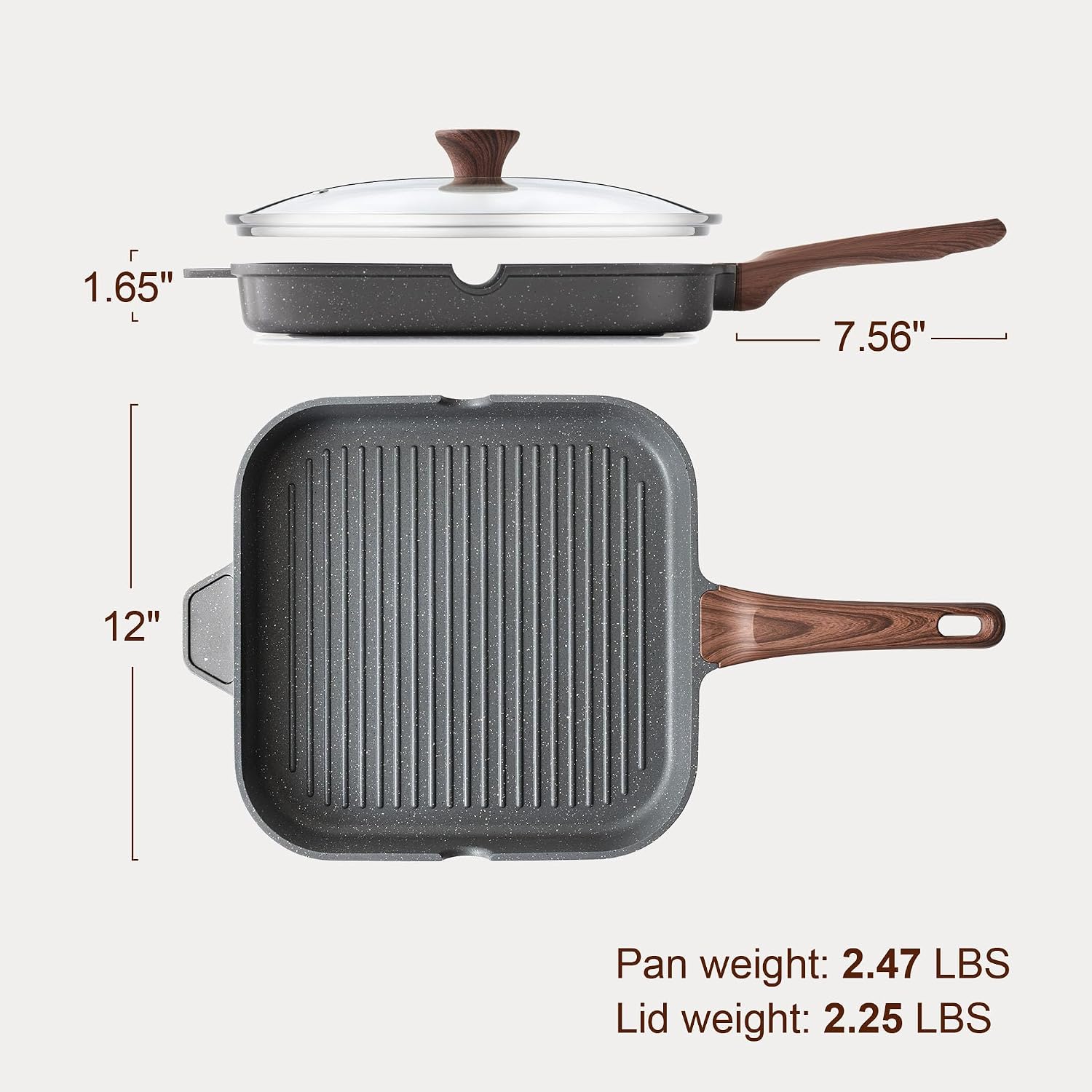 SENSARTE Nonstick Griddle Grill Pan, Pro-Grid Reversible Grill & Griddle Pan, Two Burner Cast Aluminum
