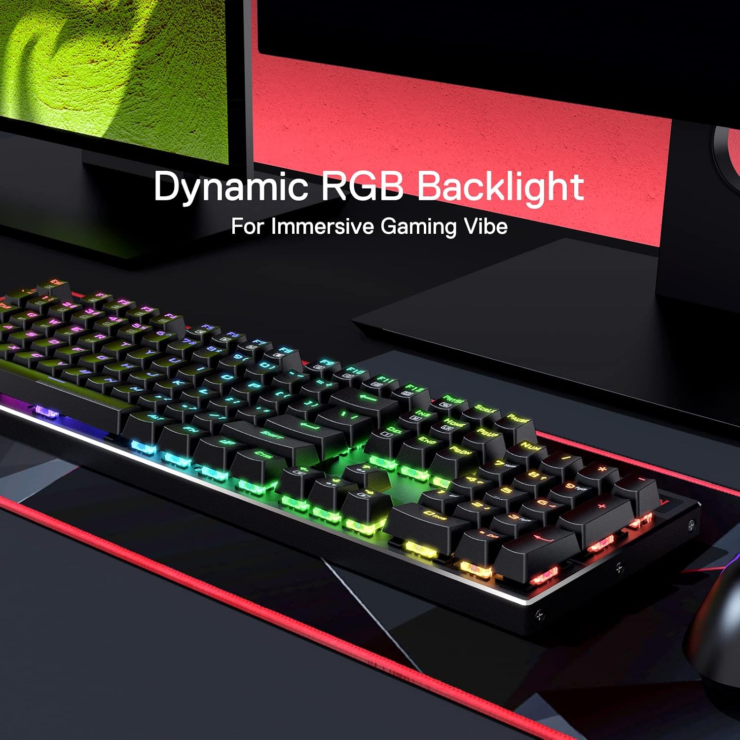 Redragon K556 Wired RGB Mechanical Gaming Keyboard, 104-Key Aluminum Board | Rock-Solid Metal Build, 20 Backlits Immersive ESports Vibe, Hot-swap Comfortable Tactile Brown Switch for Long-Time Typing