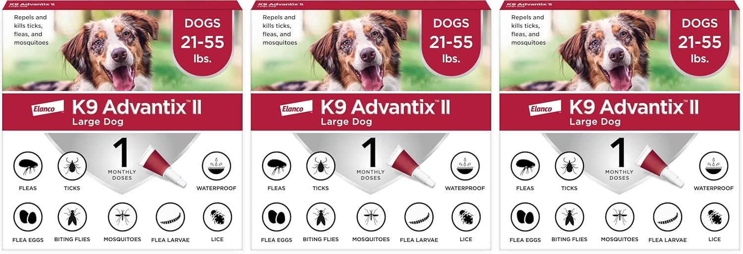 K9 Advantix II Large Dog Vet-Recommended Flea, Tick & Mosquito Treatment & Prevention | Dogs 21 - 55 lbs. | 4-Mo Supply