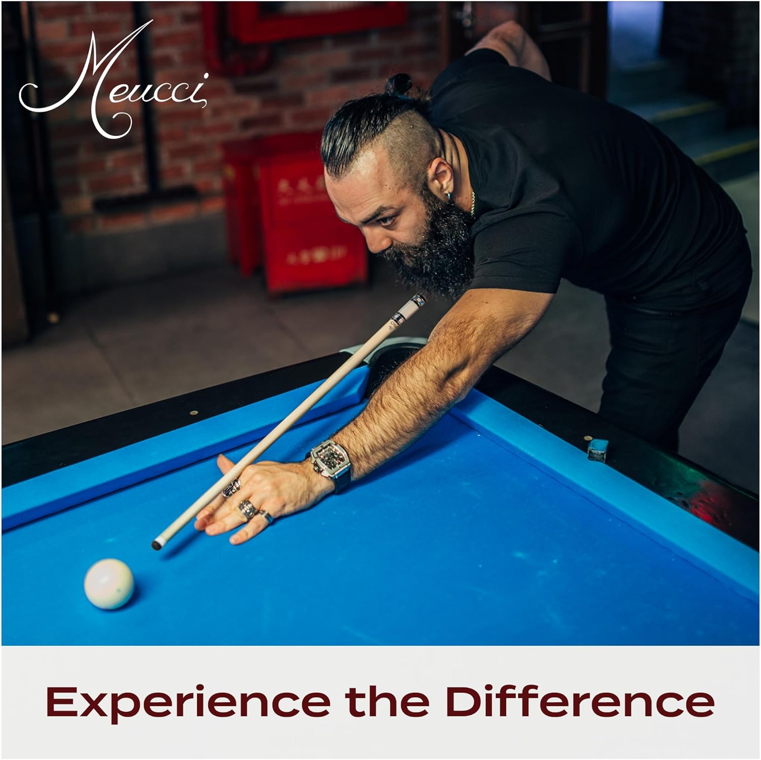 Meucci Pool Cue - All Natural Wood with Rainbow Stain - Pool Stick with Maple Forearm, Solid Wood Handle