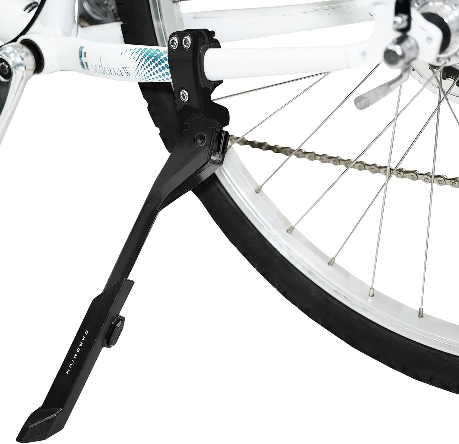 BV Rear Bike Stand for 24"-28" Bikes - Adjustable Bike Kickstand for Adult Bike with 8 Height Levels, Non-Slip Foot & Clamp Grip (Black, Capacity 55 lbs, Single Mount)