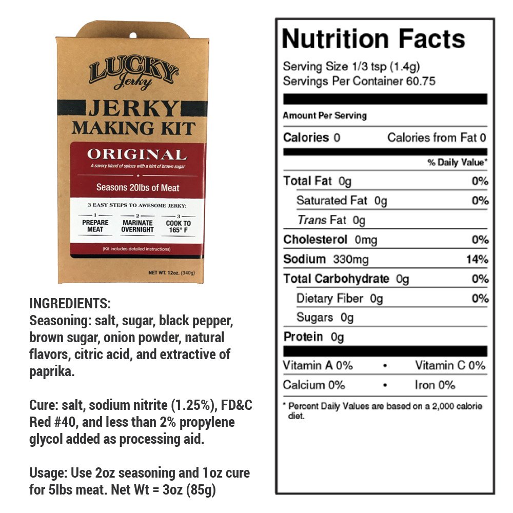 Lucky Jerky Ultimate Savory DIY Beef Jerky Seasoning and Cure Kit, 12 Oz | Make Your Own with Original, BBQ, Teriyaki, and Sweet & Spicy, Seasons 5 lbs per Flavor, 20 lbs Total