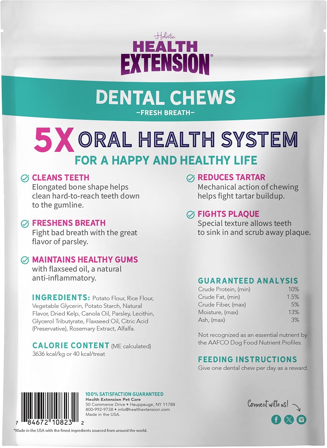 Health Extension Probiotic Dental Bones for Dogs, 14 Small Bones, Cleans Teeth, Healthy Gums, Freshens Breath, Training or Reward, 6 oz Bag (Pack of 1)
