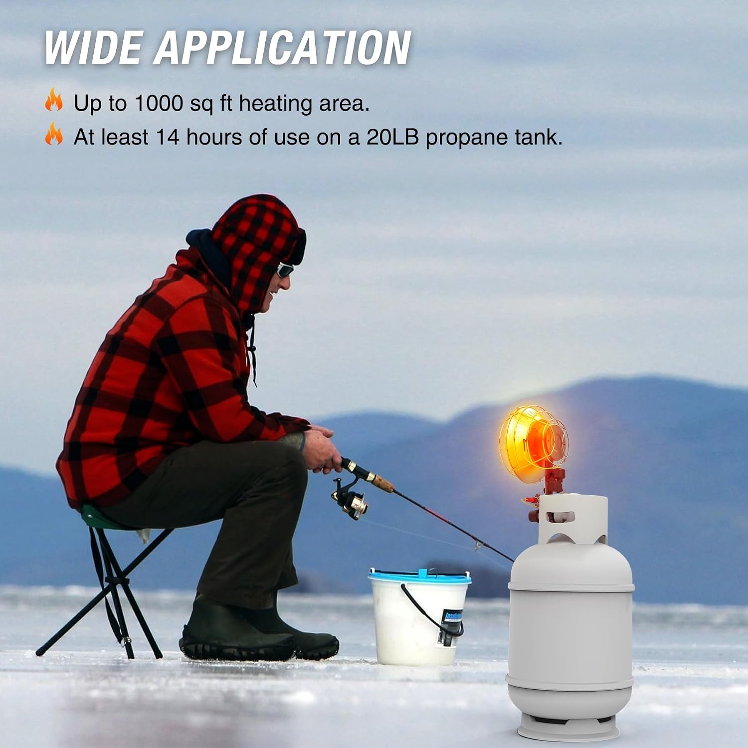 Single Tank Top Propane Heater, 15, 000 BTU Portable Radiant with Adjustable Heat Modes, Tip-Over Safety & Shut-Off Valve