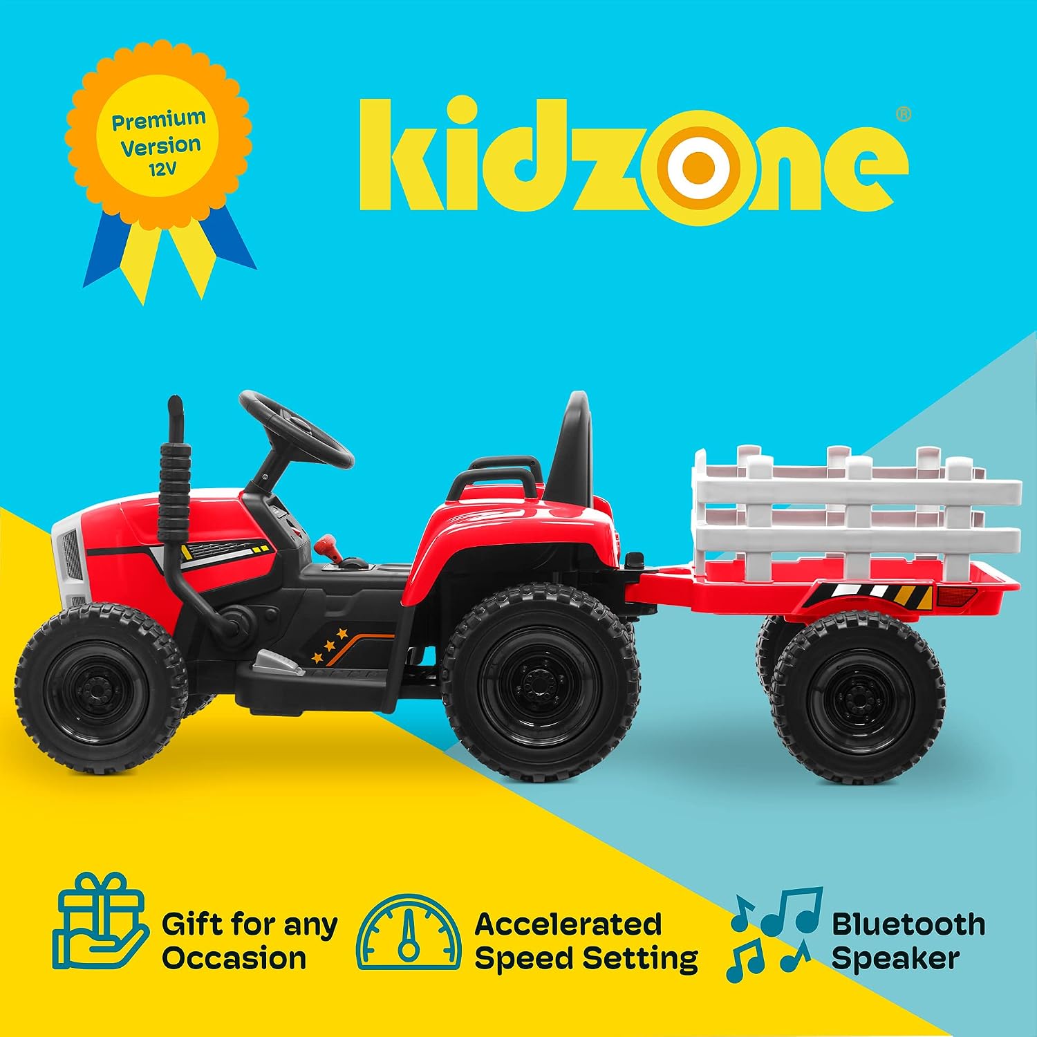 Kidzone 12V 7Ah Premium Electric Tractor Ride On Toy, Green