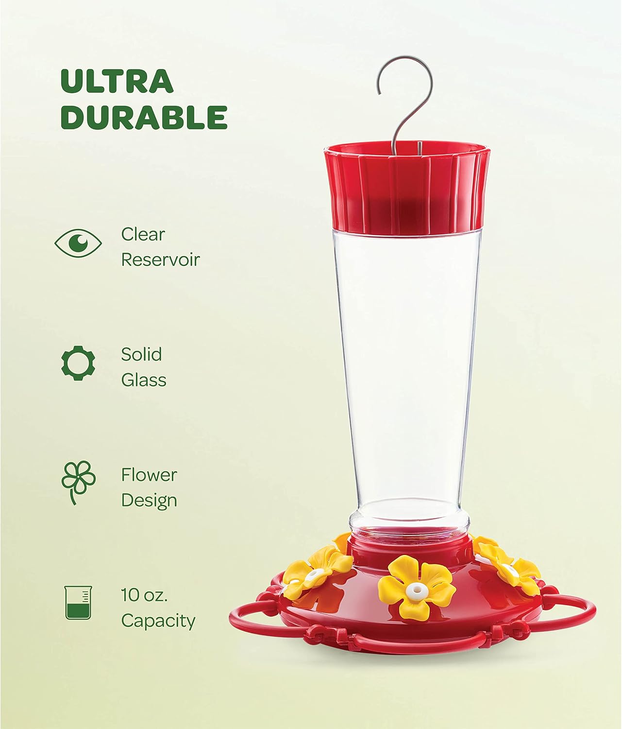 Hummingbird Feeder [Set of 2] Leakproof Clear Plastic 10 oz Wide Mouth.