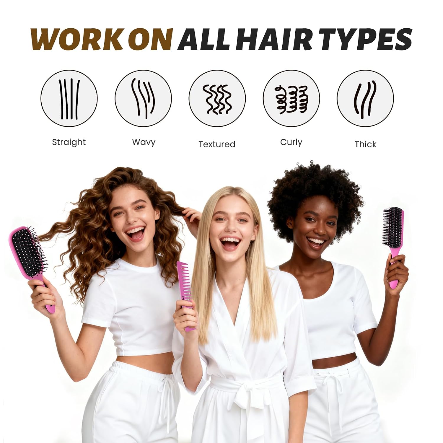 Hair Brush for Men and Women, 4Pcs Brush and Comb Set Detangling All Hair