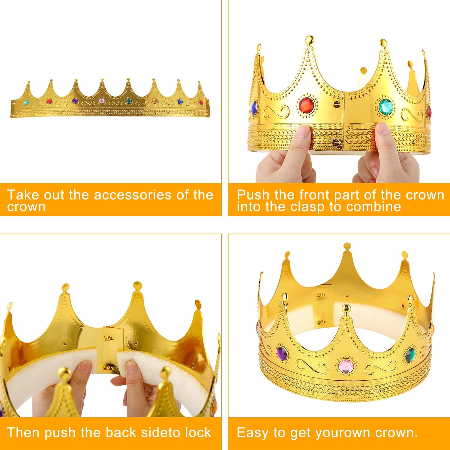 Adorox Gold Royal King Plastic Crown Prince Costume Accessory