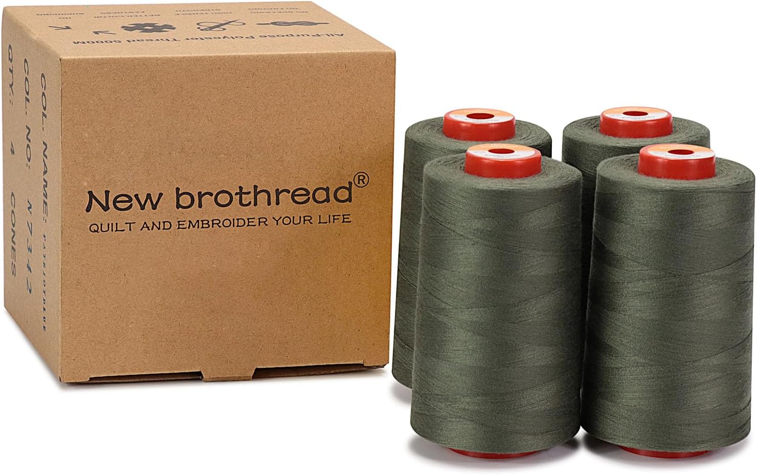 New brothread 4 Large Cones All Purpose Polyester Thread -Cream