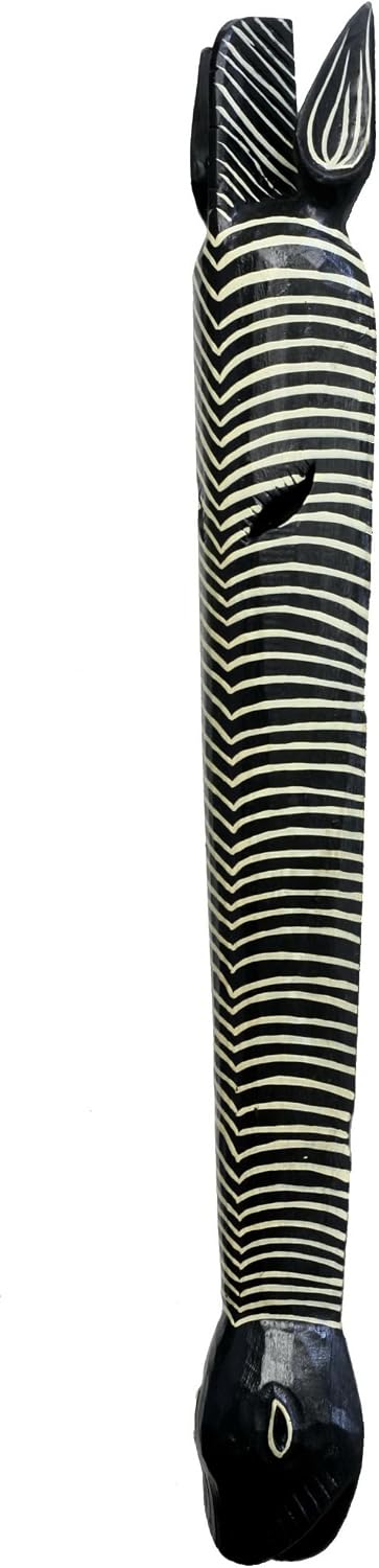 G6 Collection 39" Wooden Tribal African Zebra Wall Mask Plaque Hanging Hand Carved Home Decor Accent Art Unique Sculpture Wood Decoration Handmade