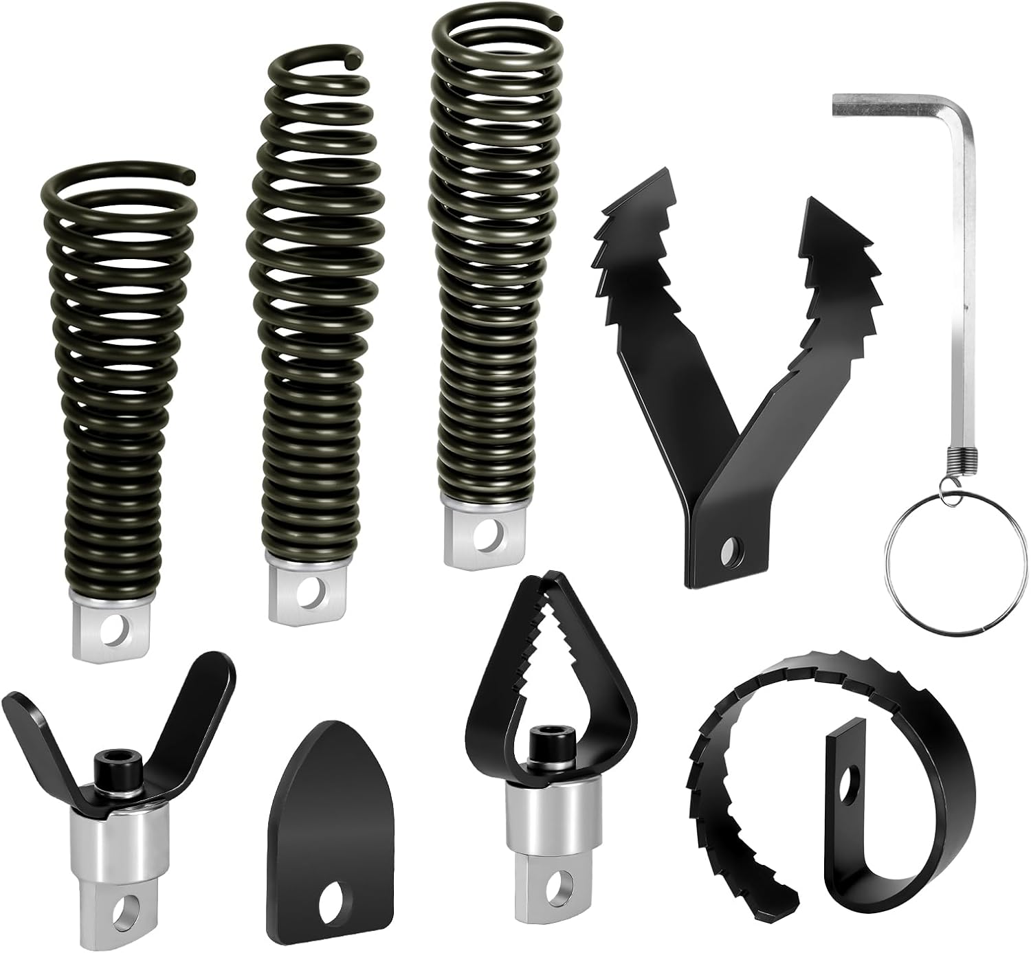 8-Piece Drain Snake Drill Attachment, Cutter and Auger Set, Compatible with 50FT-100FT Drain Cleaning Machines