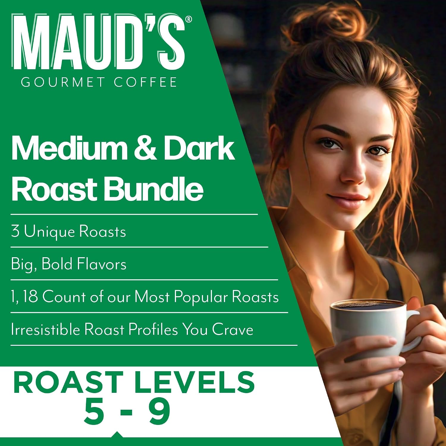 Maud's Dark Roast Coffee Pods, 100ct | Dark Roast Coffee in Single Serve Pods – Compatible with Keurig Coffee Makers