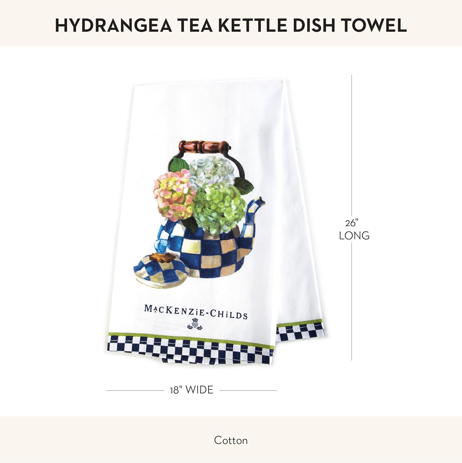 MACKENZIE-CHILDS Cotton Dish Towel, Hydrangea Tea Kettle