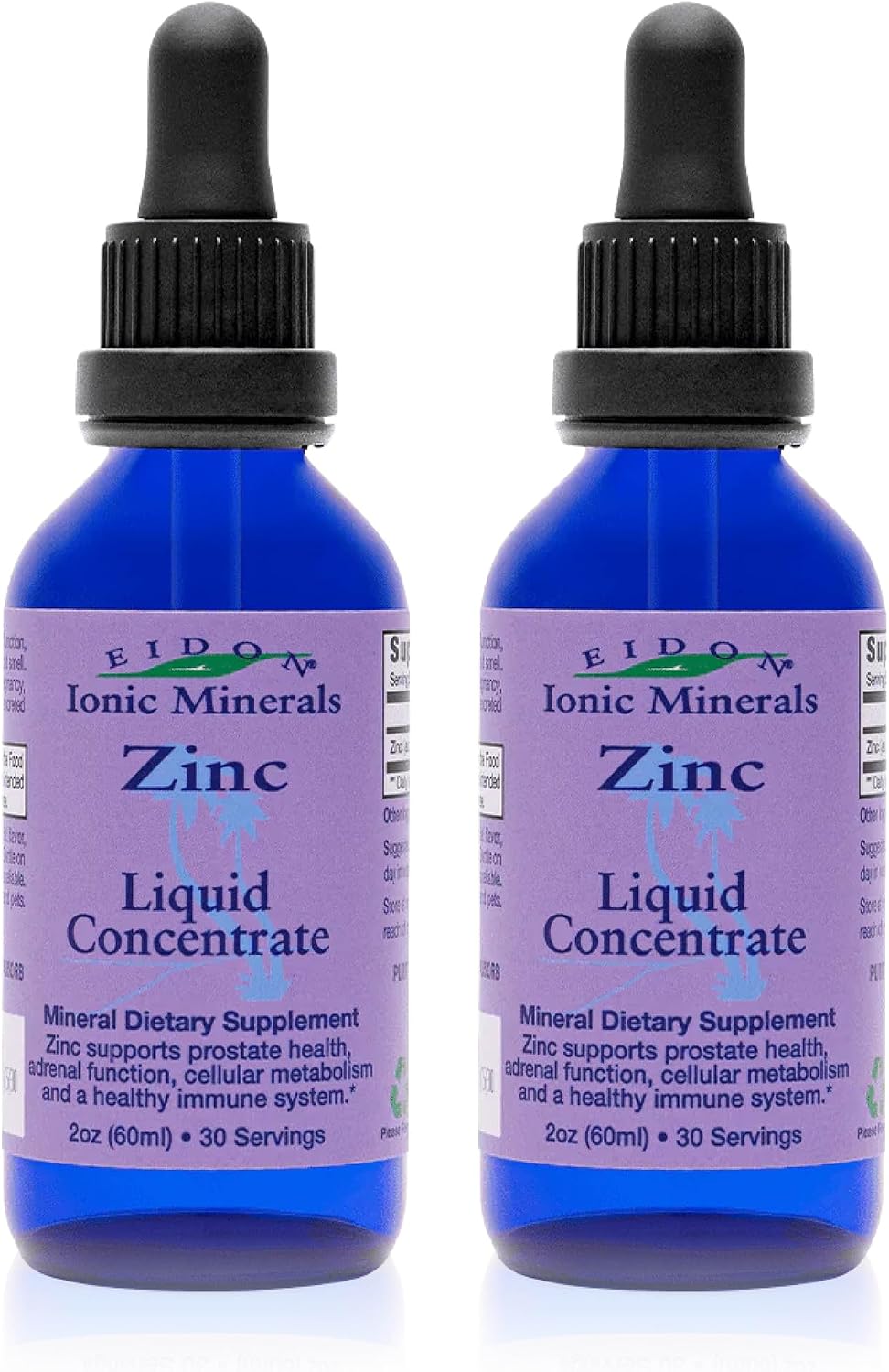 Eidon Ionic Minerals - Liquid Zinc Concentrate, Ionic Zinc Sulfate - 2 oz | Supplement Drops for Men, Women, & Kids, Support Immune System, Hair and Skin, Liver and Kidney Health