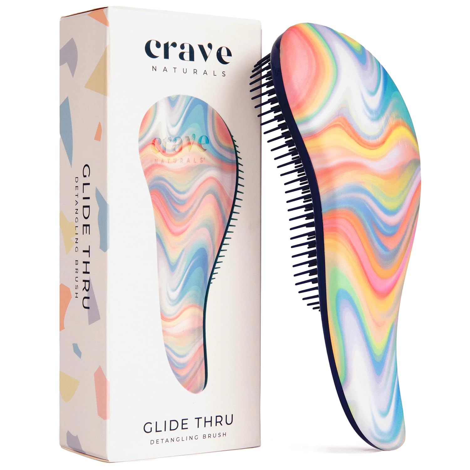 Crave Naturals Glide Thru Hair Brush - Detangler Brush for Curly, Straight, Wet or Dry Hair - Gentle Detangling Brushes for Adults, Kids, Toddlers - Hair Accessories for Women, 7.5x3" - Pink