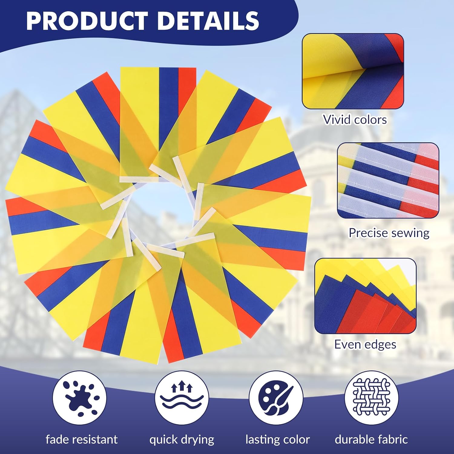 Nicaragua Flag Banner, Small Mini Nicaraguan Flags Patriotic Decoration for Party, Classroom, Sports Events, 33 Feet 30 Flags