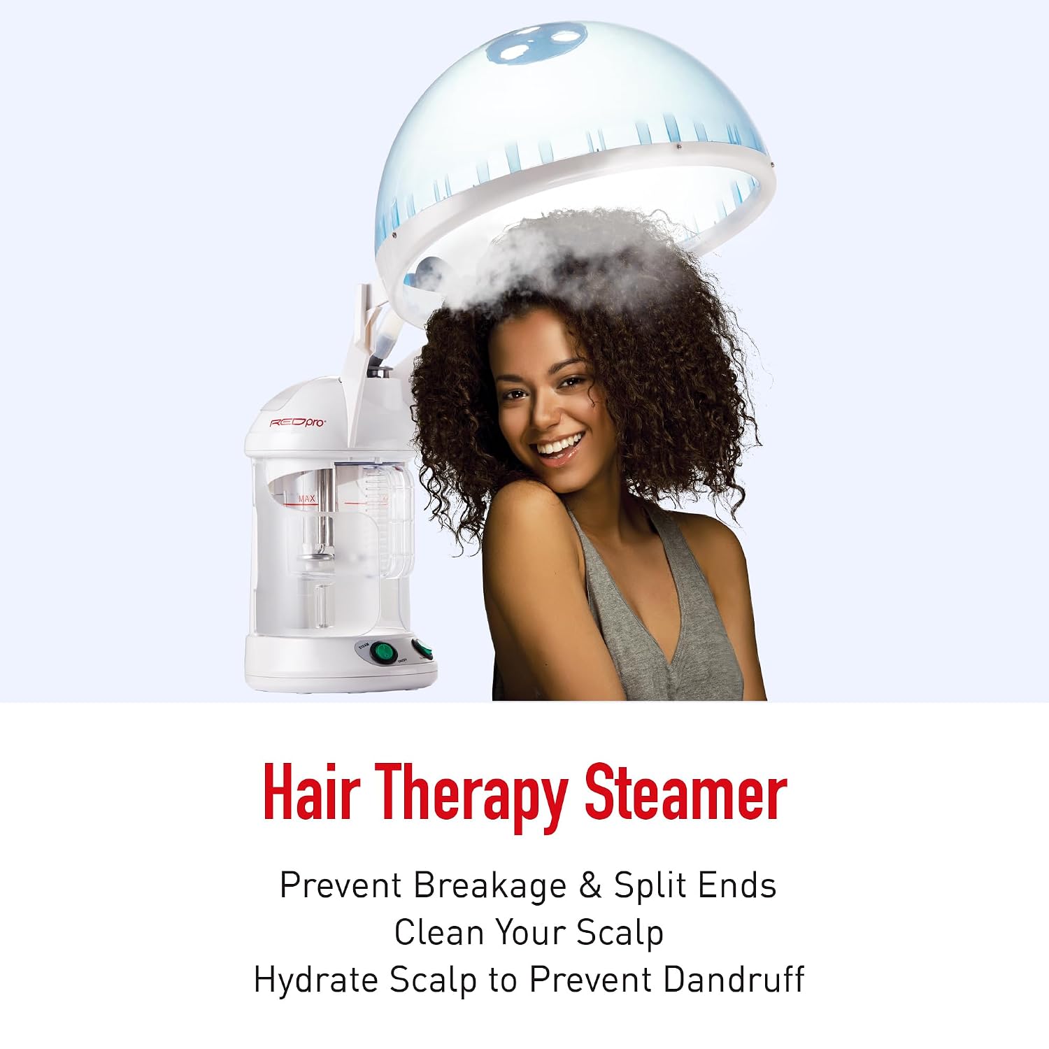 Red Pro Hair Therapy 2-in-1 Hair Steamer & Facial Steamer for Hydration Deep Cleaning, Designed for Personal Care at Home or Spa & Salon
