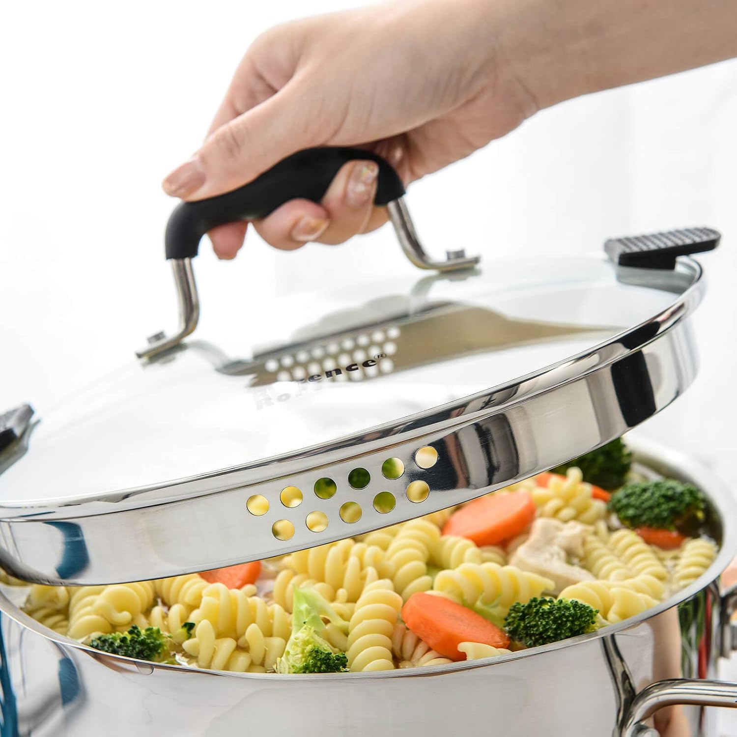 Rorence 6 Quart Stainless Steel Stock Pot, Induction Cooking Pot with Lid