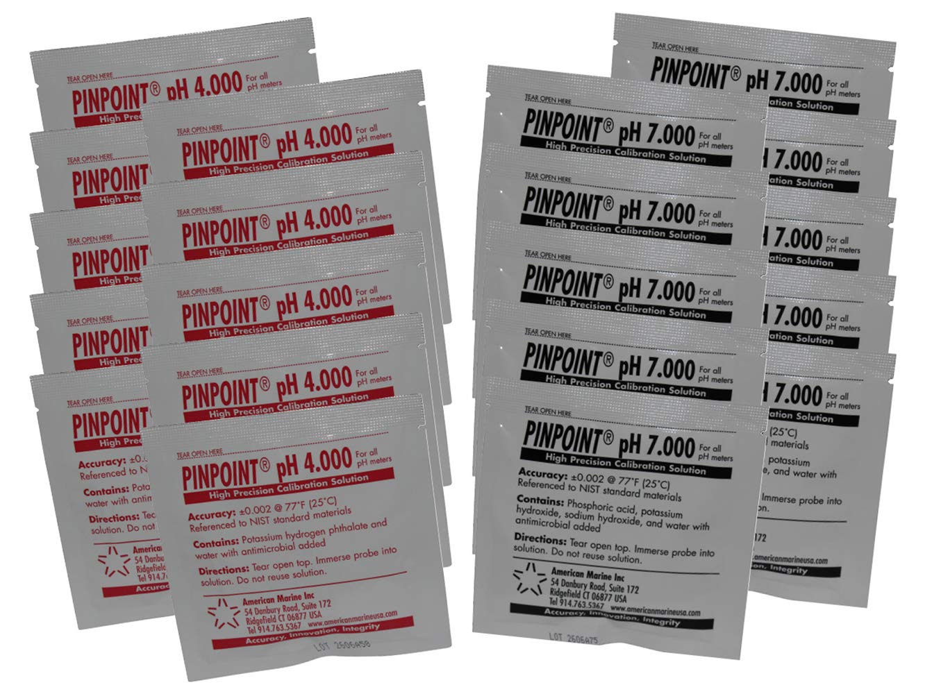 Pinpoint® High-Precision 4.000 & 7.000 pH Calibration Fluids Kit (pH Buffer Solution), 20 Piece Set
