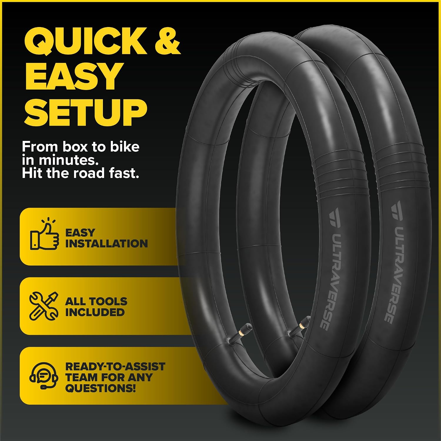 Ultraverse 26" Bike Inner Tubes 26 x 1.75, 1.95, 2.10, 2.125 - Set of 2