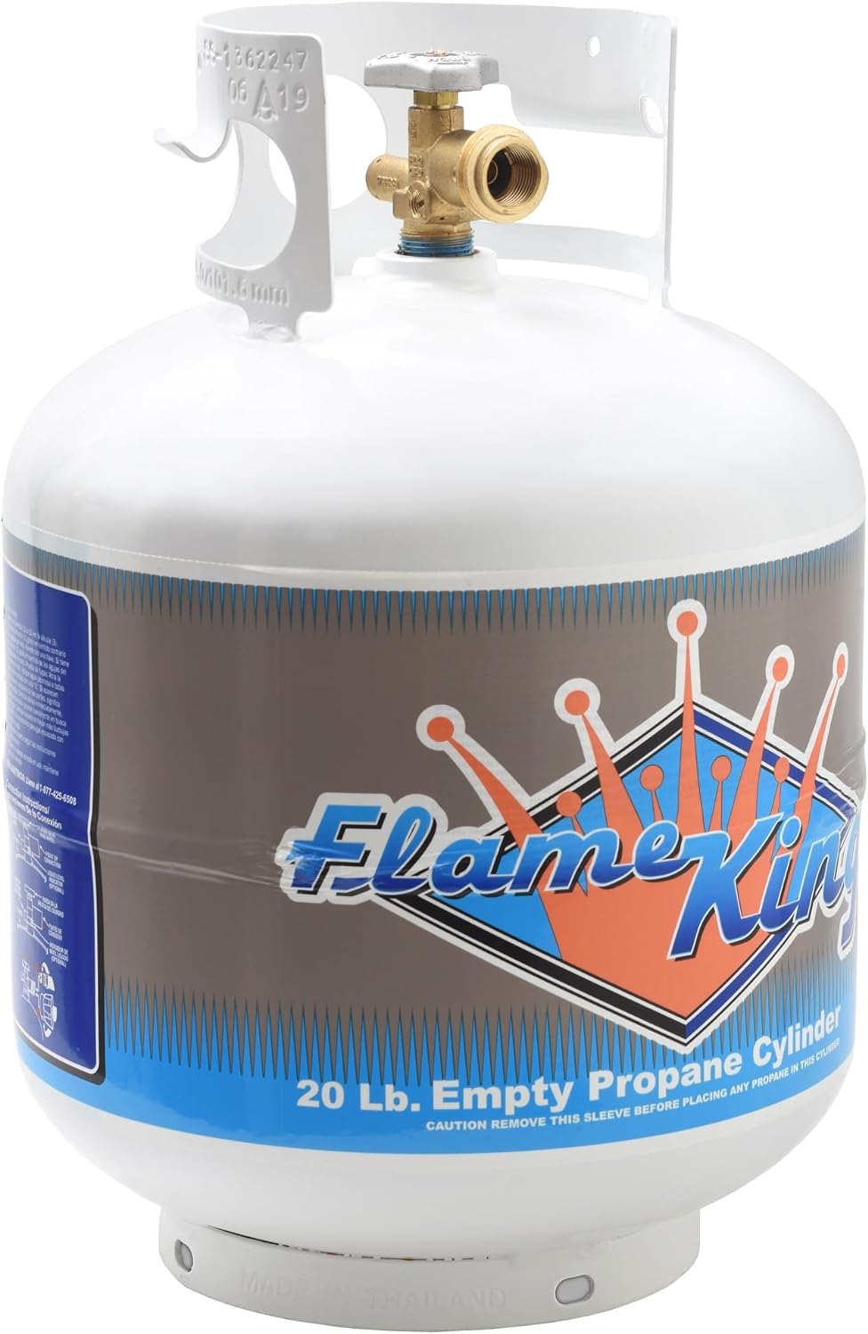 Flame King YSN-201 20-Pound Steel Propane Tank Cylinder with Type 1 OPD Valve, White