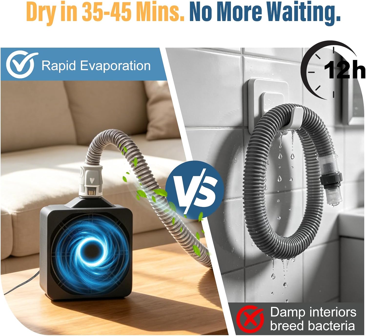 9 Pack CPAP Cleaning Kit for Hose & Mask, with Speed Control Hose Dryer, Collapsible Wash Basin & Hose Hanger, 7ft Cleaning Brush, CPAP Cleaning Supplies with Storage Bag, for 22mm & 15mm Tube