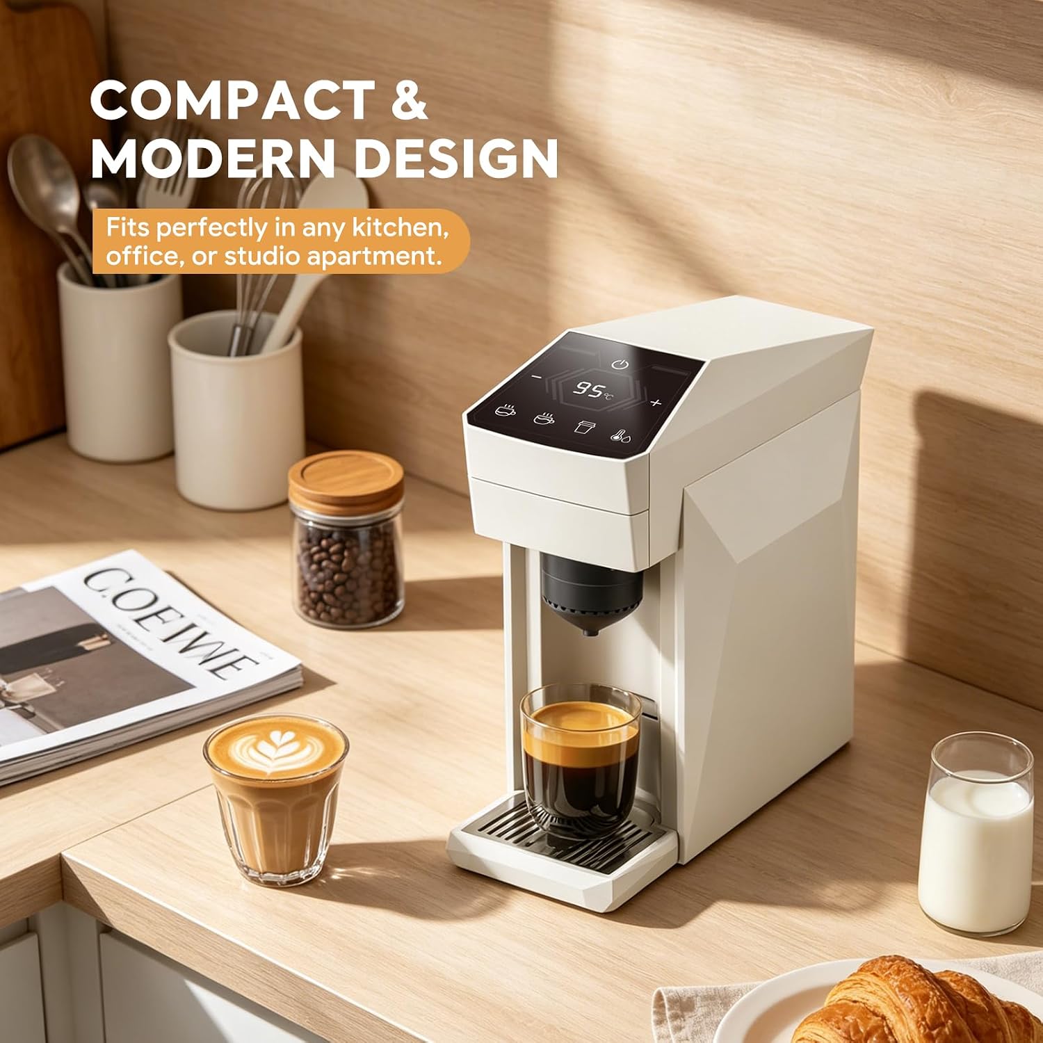 Max Espresso Coffee Maker for K-Cup, Espresso Machine for Nespresso Original Coffee Pods, Ground Coffee, Machine for Cappuccino & Latte