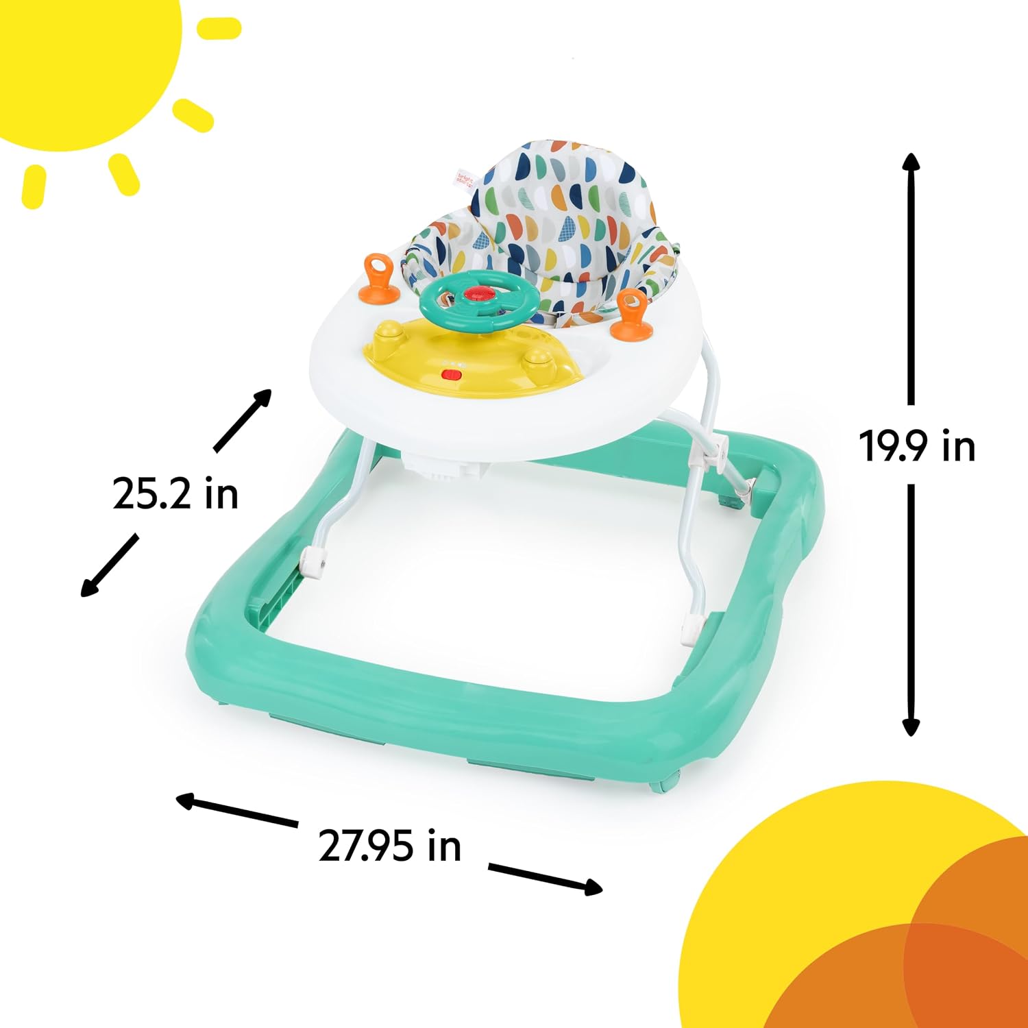 Bright Starts JuneBerry Walk-A-Bout Baby Walker and Entertainer, with Easy Fold Frame for Storage, Ages 6 Months +