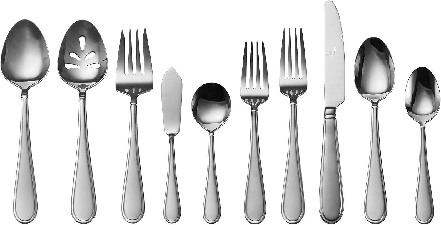 Gourmet Basics by Mikasa Contempo 45-Piece Stainless Steel Flatware Set, Service for 8