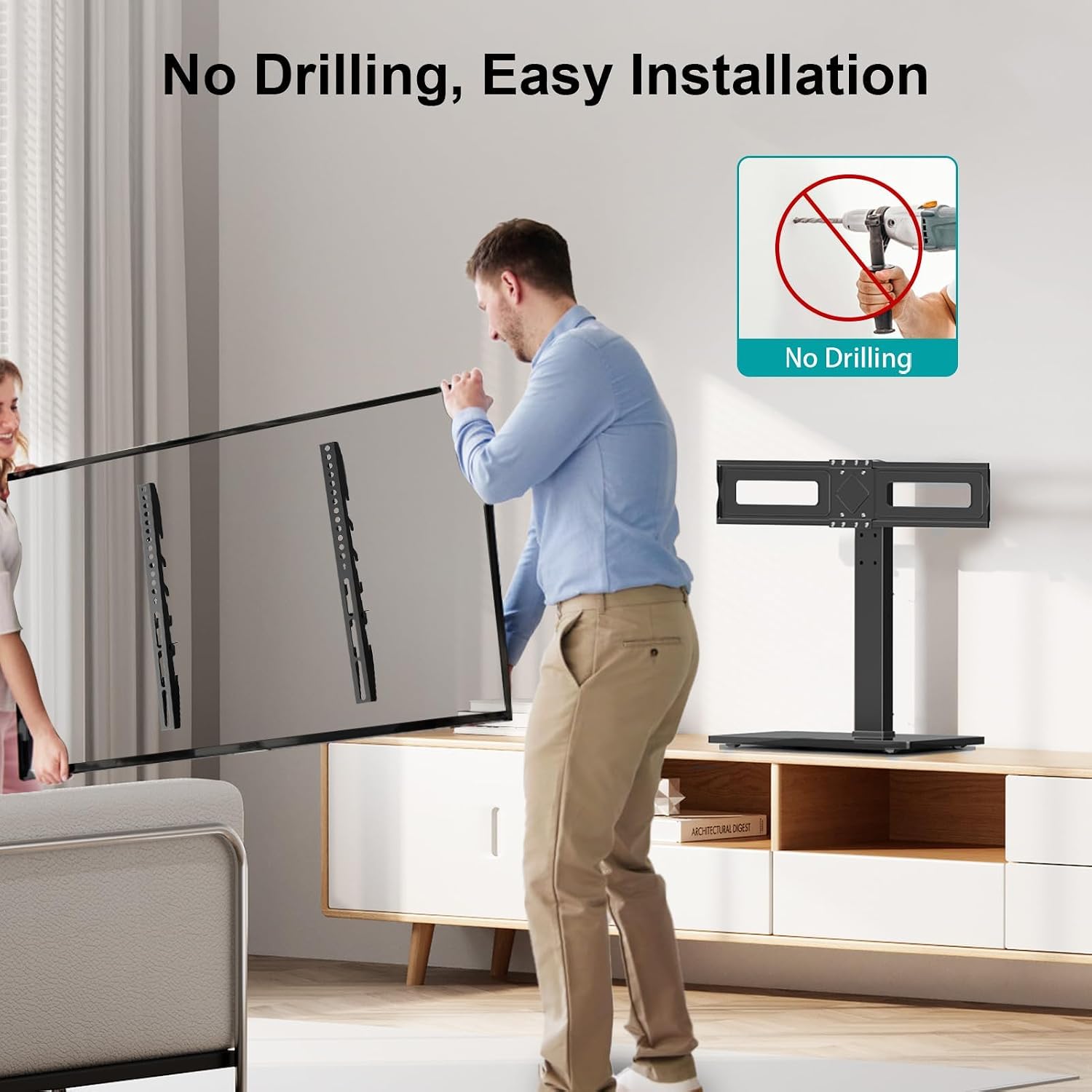 MOUNT PRO Universal Swivel TV Stand Base, Table Top TV Stand for 37 to 65, 70, 75 Inch LCD LED TVs