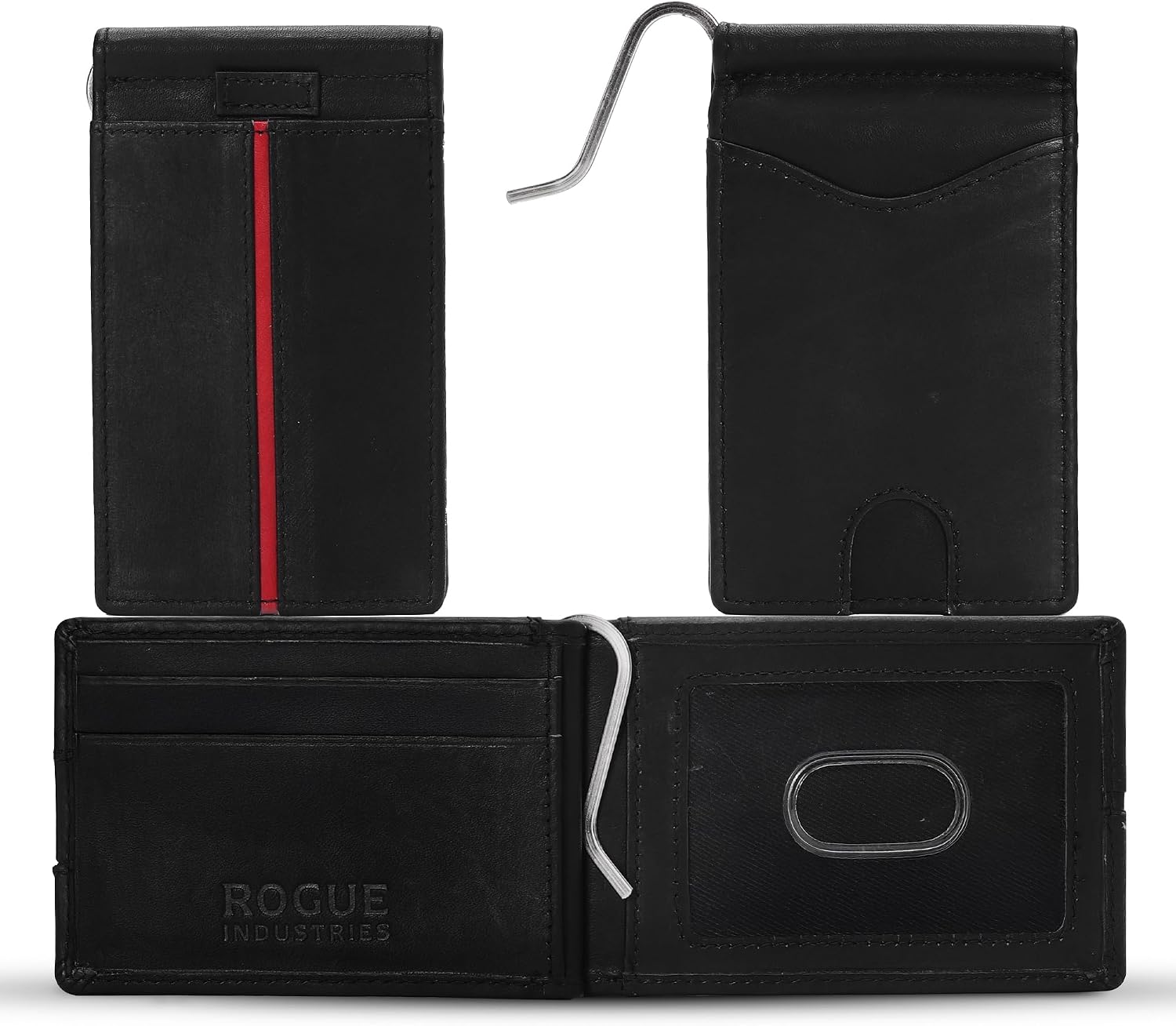 Genuine Bison Leather Wallet for Men, RFID Slim, Brown | Genuine bison leather wallet for men with RFID blocking and curved front pocket fit. Rugged slim everyday carry, brown.
