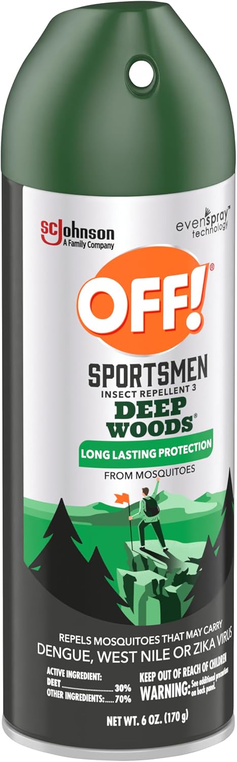 OFF! Deep Woods Sportsmen Insect Repellent Aerosol, Bug Spray Containing 30% DEET, Protects Against Mosquitoes and Ticks, 6 Oz, (Pack of 4)