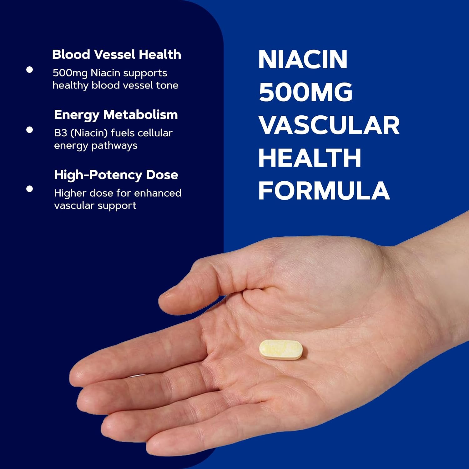 GNC Niacin 500mg Supplement, Supports Blood Vessel Health, 100 Tablets