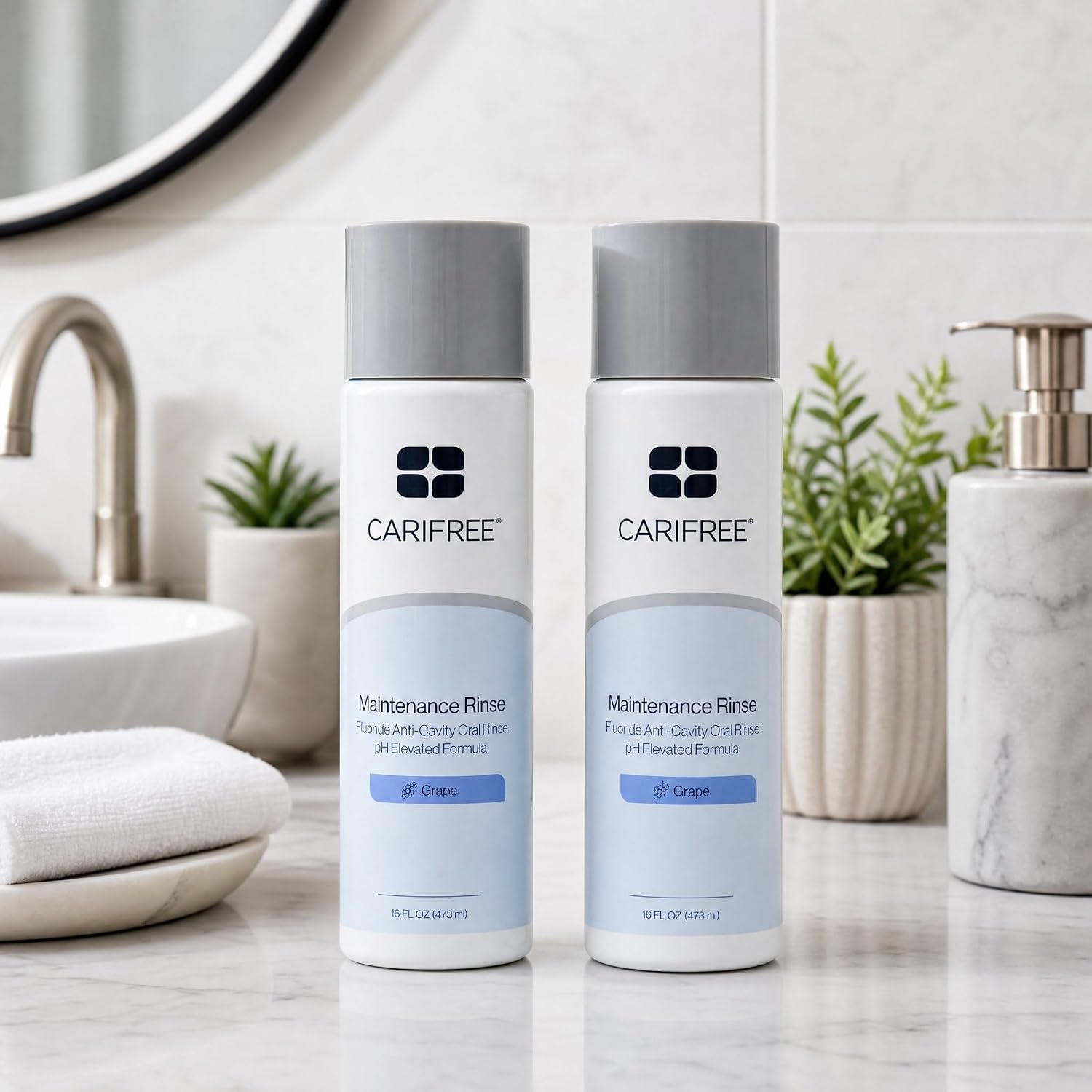 CariFree Maintenance Rinse Fluoride Mouthwash, Mint, Alcohol-Free, 16 oz | Anti-cavity fluoride & xylitol rinse; neutralizes pH, prevents decay, freshens breath; dentist recommended, alcohol-free.