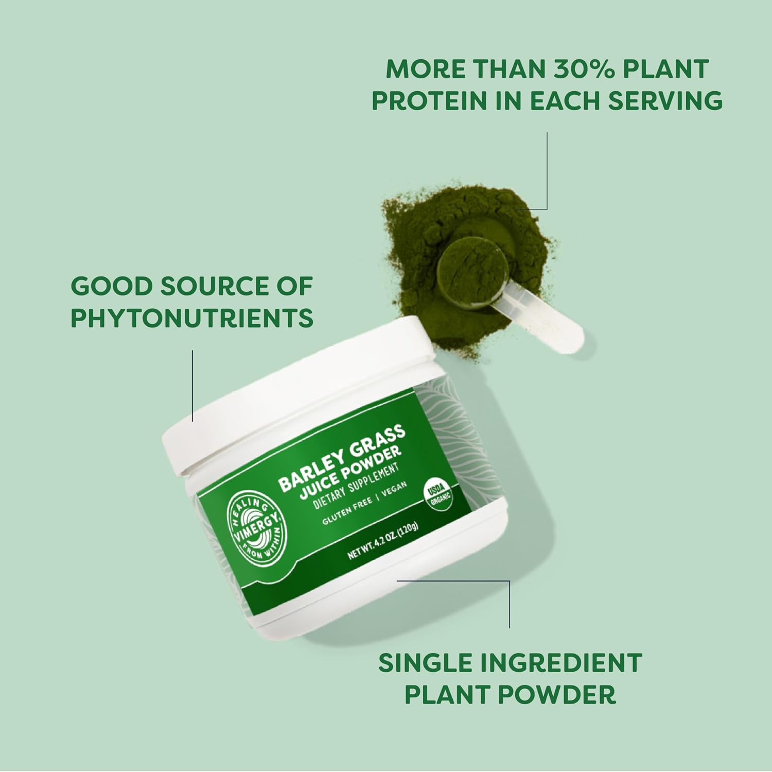 Vimergy Barley Grass Juice Powder, Organic Superfood, 250g, 63 Servings | Clean Nutrient-Dense Superfood*, Powerful Antioxidants for Cardiovascular Health*, Vegan, Gluten-Free
