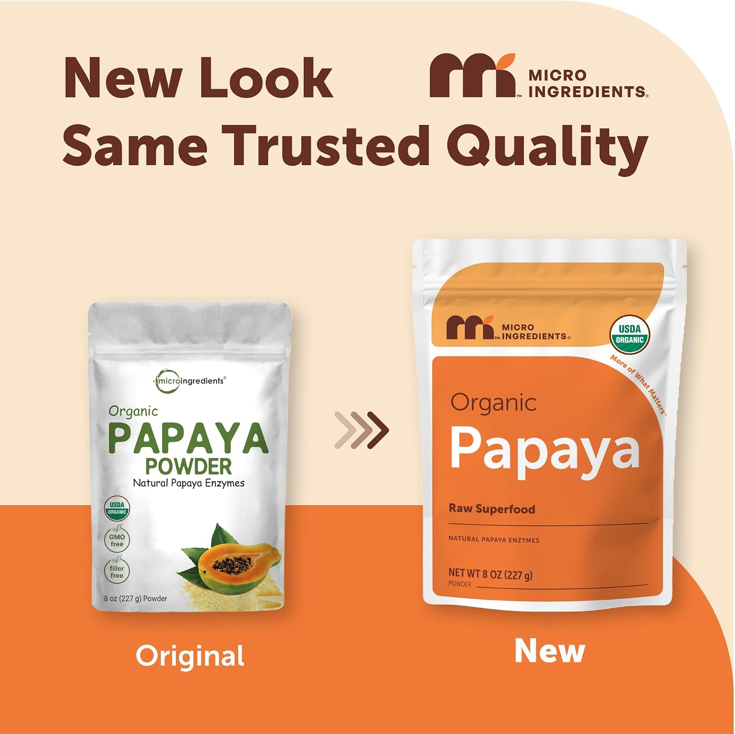 Micro Ingredients Organic Papaya Powder, 8 oz | No Fillers or Additives | Raw Superfood, Natural Papaya Enzymes | Great for Smoothies, Desserts, Juice
