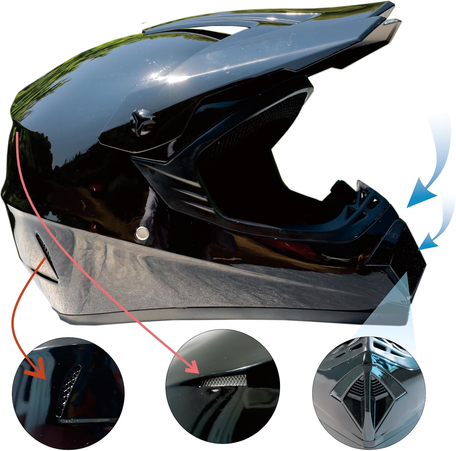 Dirt Bike Helmets Black Fullface DOT Motorcycle E Bike ATV Helmet