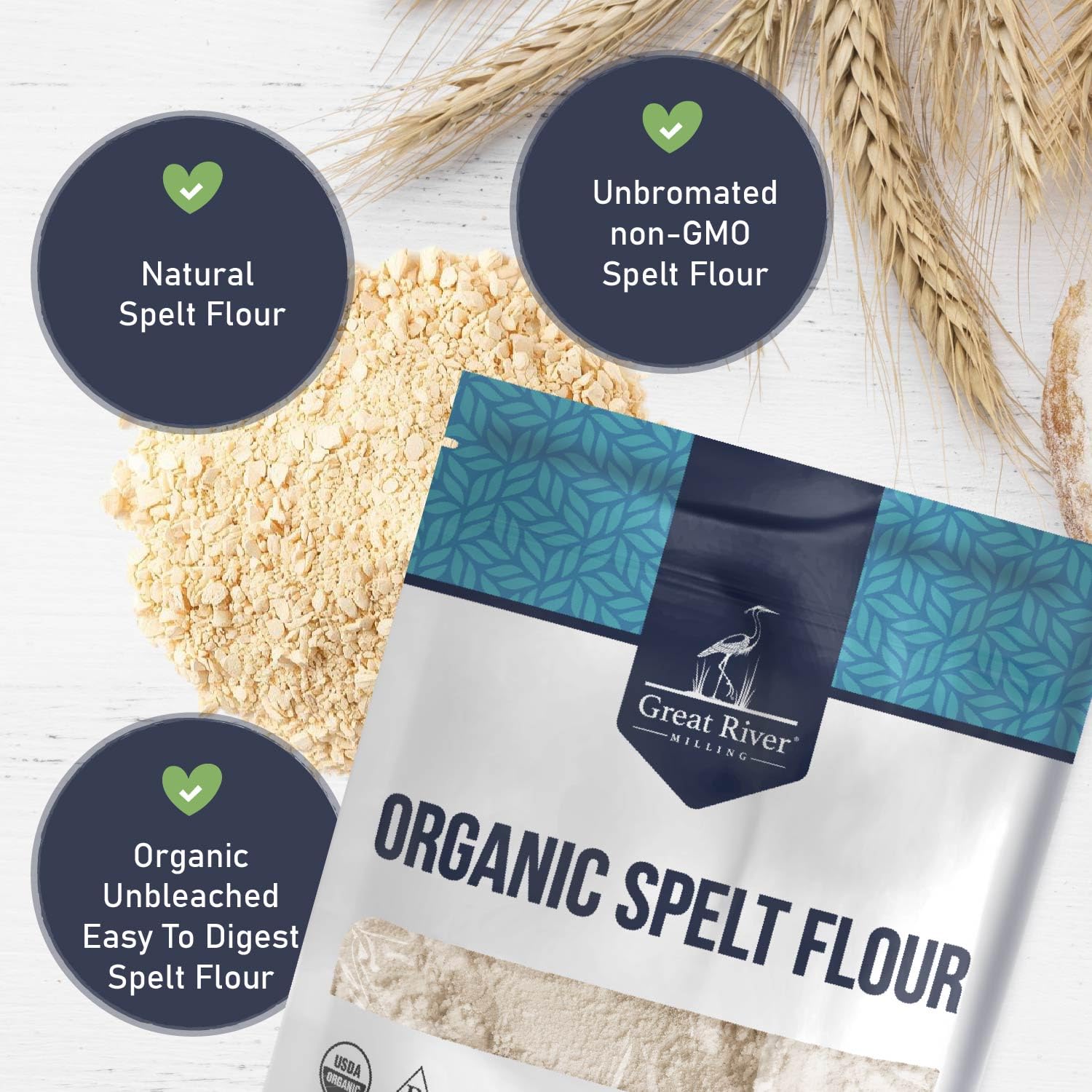 Great River Milling Organic Spelt Flour, Ancient Grain, 25 lb