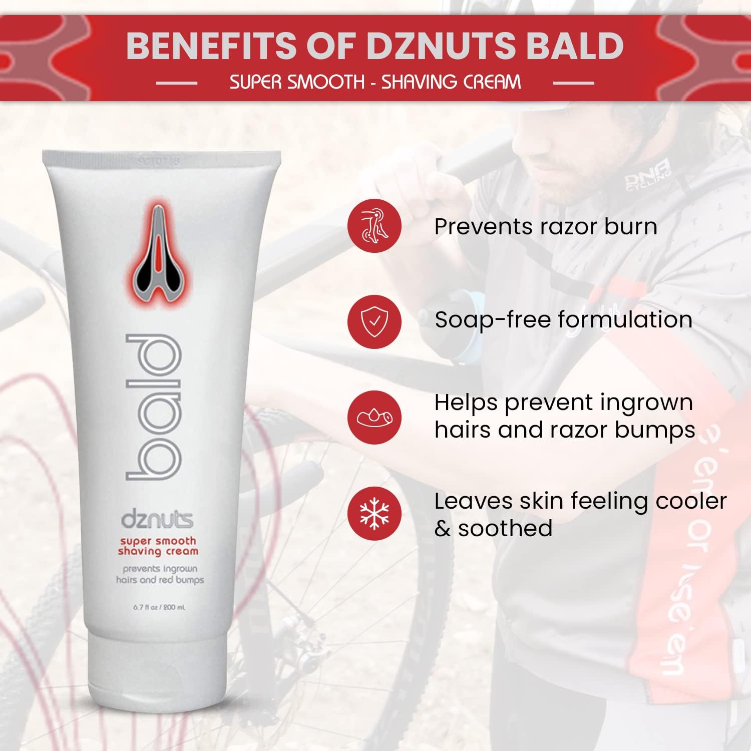 dznuts Men's Pro Chamois Cream, Anti -Chafing Cream for Saddle Sores, Chafing, Rubbing, Inner Thighs Friction for Cyclists, Runners, Triathletes