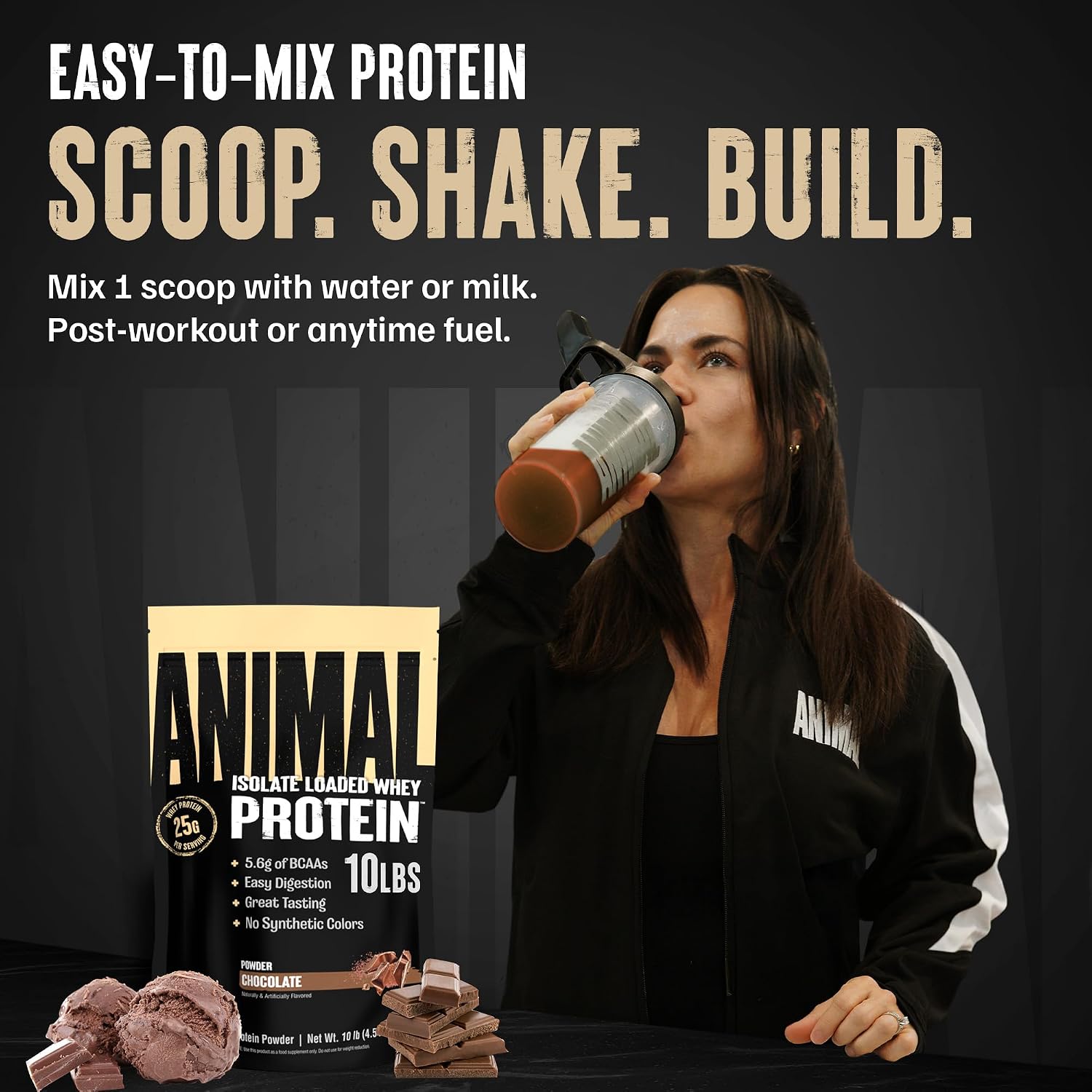 Animal Whey Isolate Protein Powder - Loaded for Pre & Post Workout Muscle Builder and Recovery with Digestive Enzymes for Men & Women - 25g Protein, Great Taste, Low Sugar - Chocolate 2 lbs
