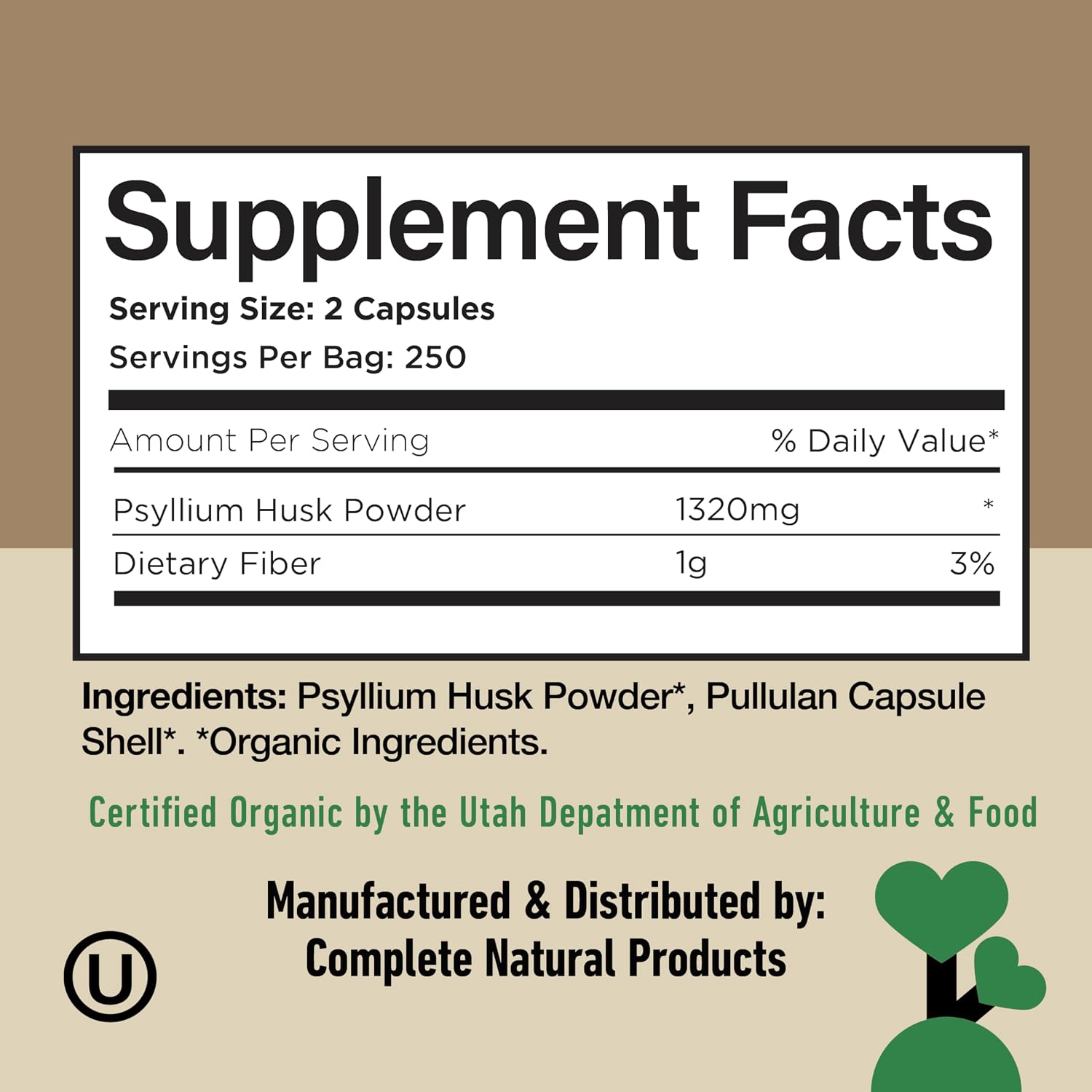 CNP | Organic Psyllium Husk Capsules 660mg - Fiber Caps, Colon Cleanse Aid