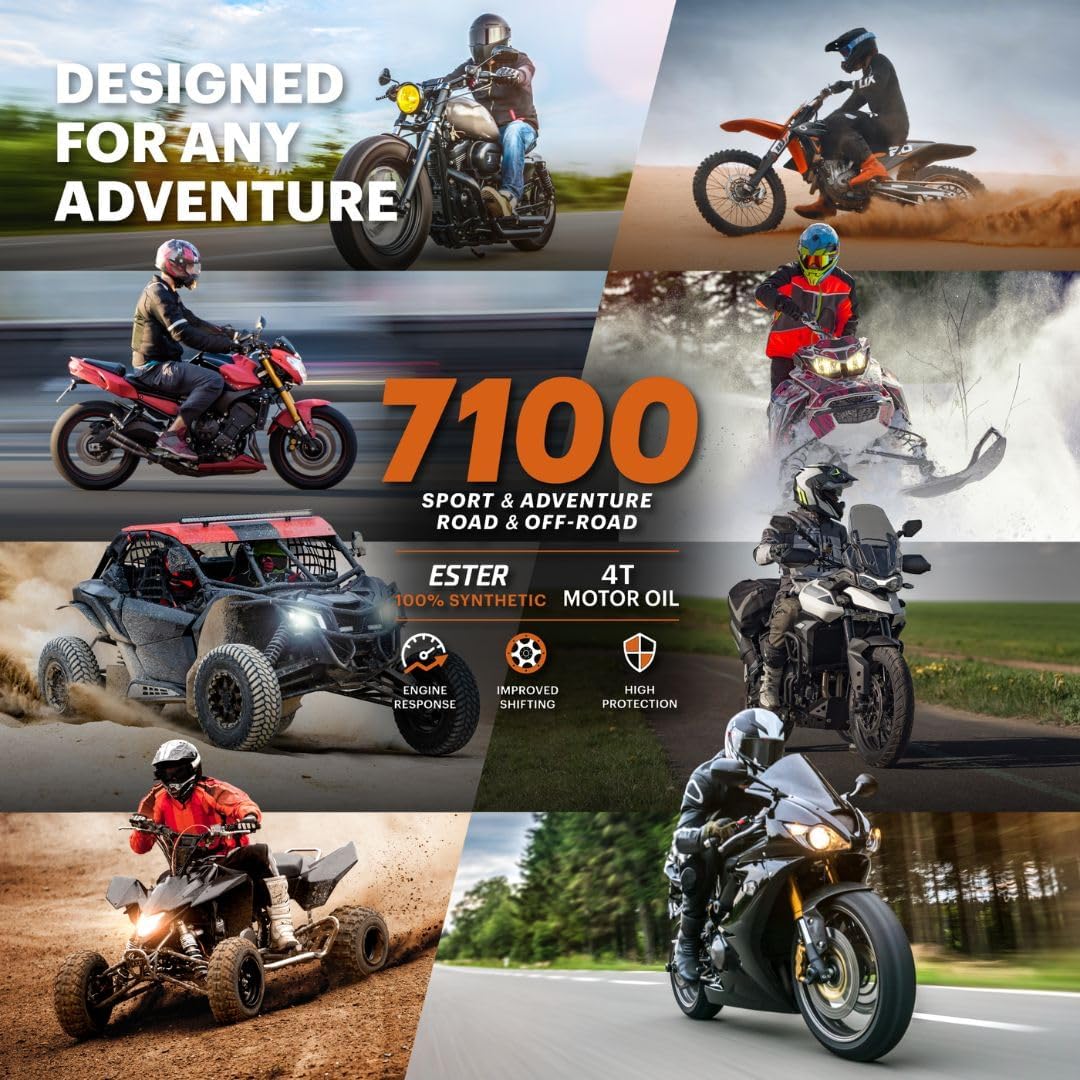 Motul 7100 4T 10W-30 Full Synthetic Motorcycle Oil - Ester Core Technology - API SP JASO MA2 Wet Clutch and DCT Safe - Engine Protection for Honda, Hero, TVS - 4 L
