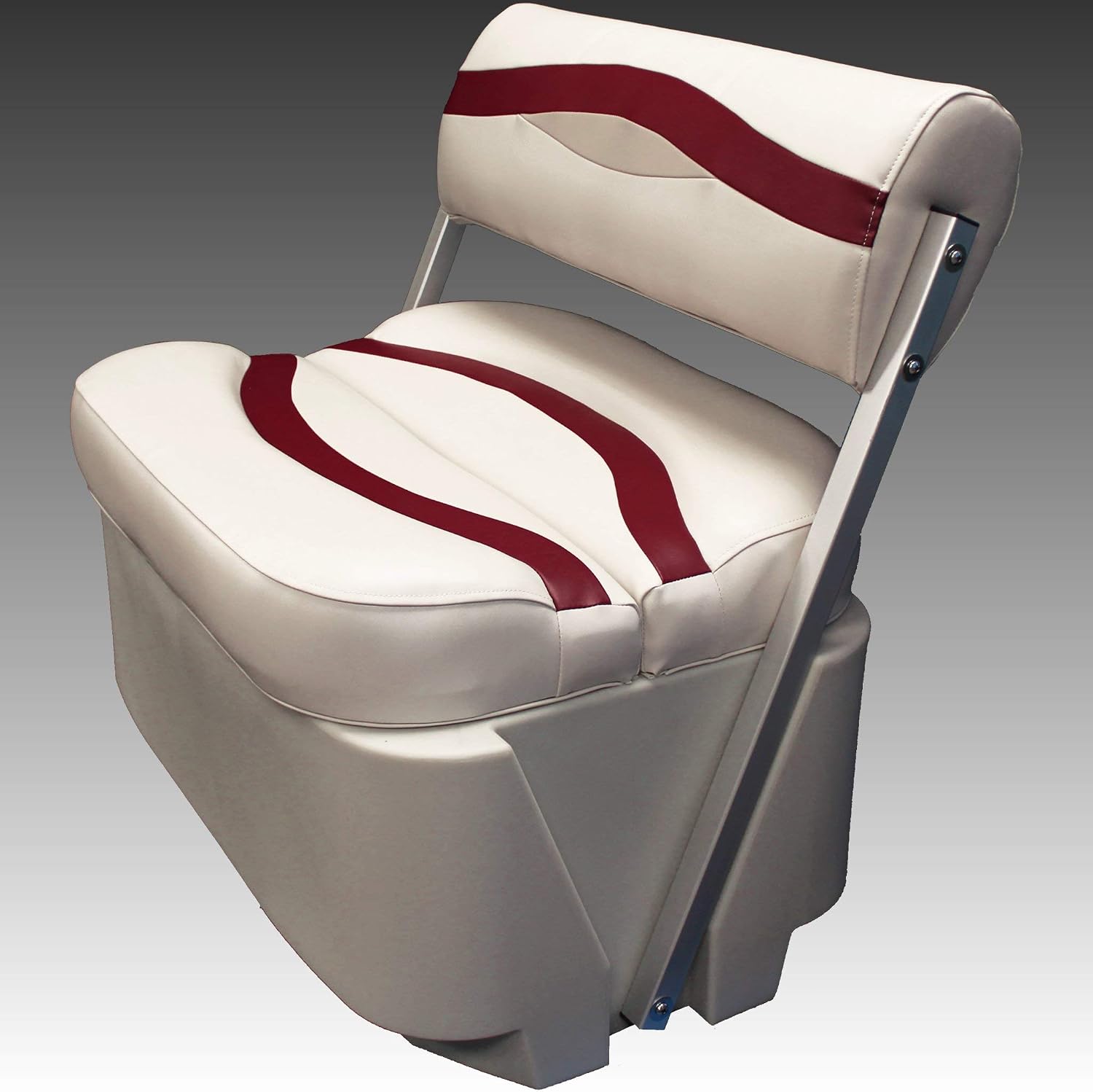 DeckMate® Complete Premium Pontoon Flip Flop Seat and Base (Ivory/Burgundy/Tan)