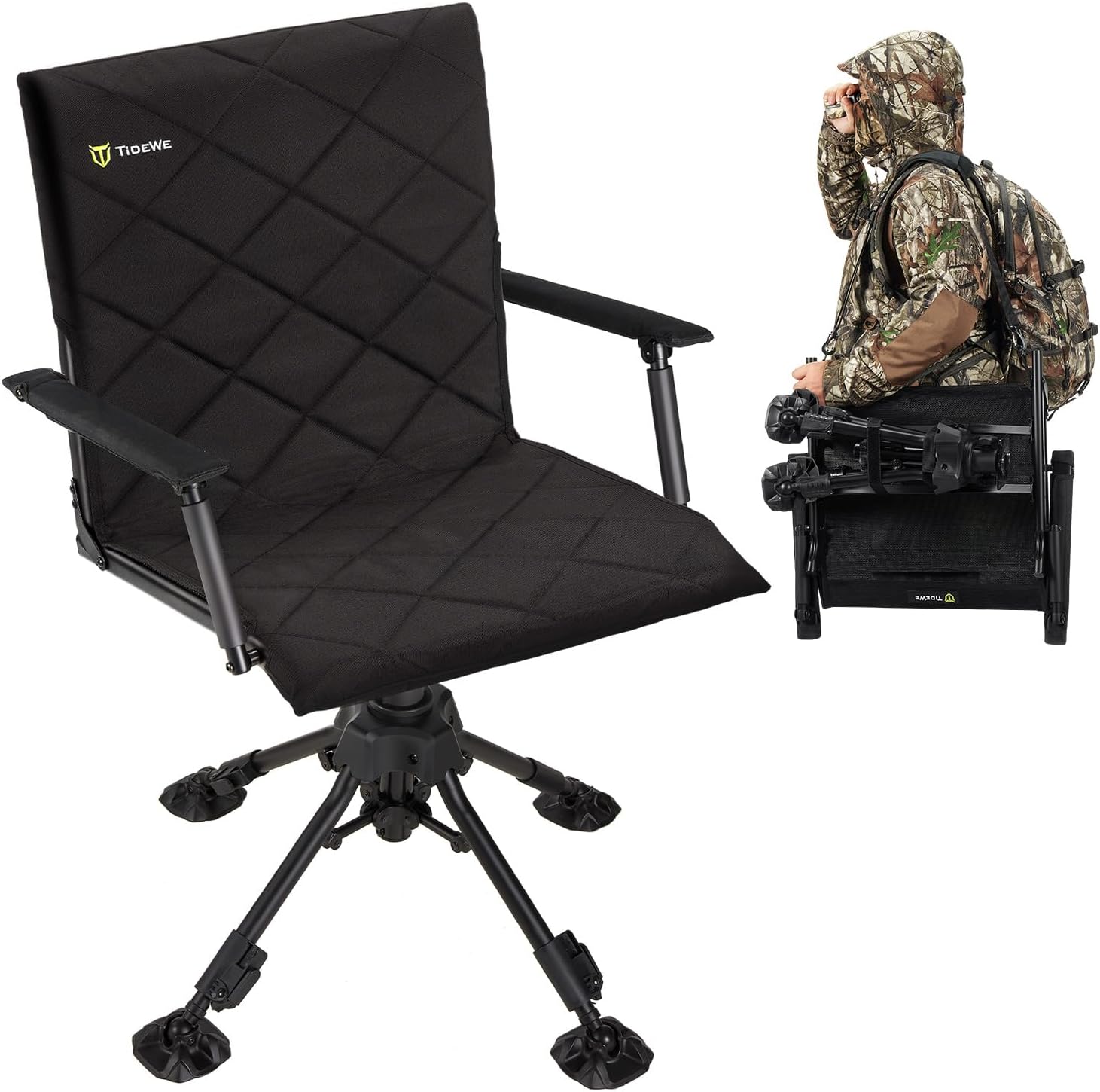 TIDEWE Hunting Chair with Seat Cover, 360° Silent Swivel Seat, Standard